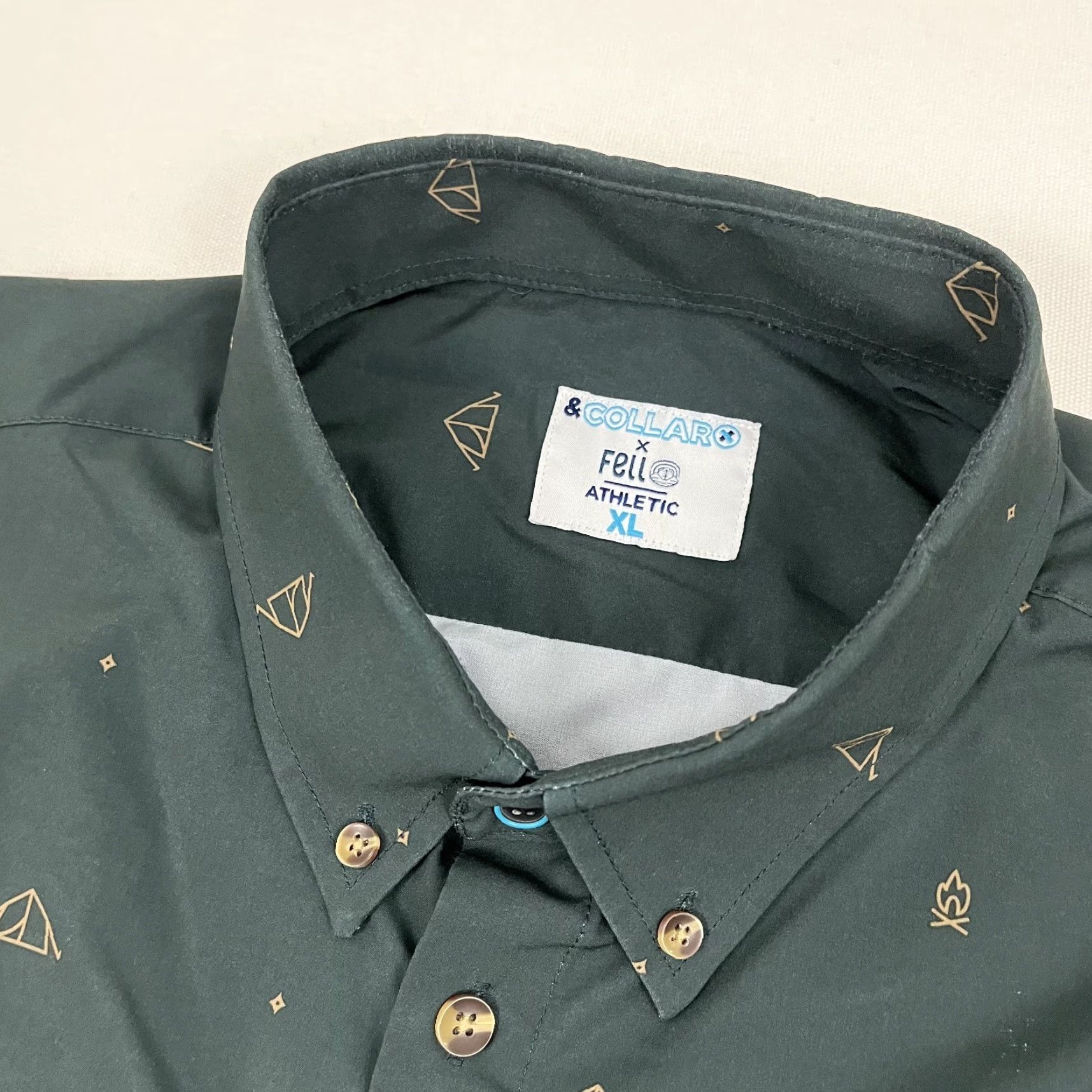 Vintage & And Collar x Fell Shirt Mens XL Athletic Performance Button-Up Shirt Outdoors Green XL Mens Outdoor Button-Up Size 46R - 2 Thumbnail