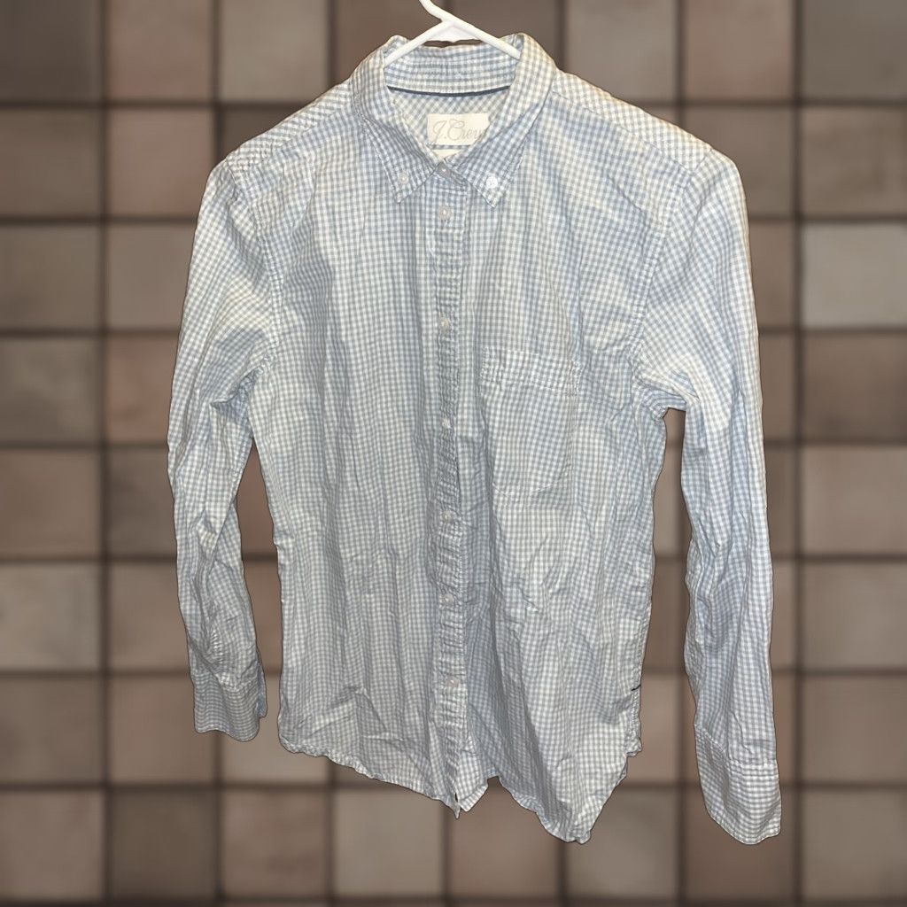 J.Crew VINTAGE J.CREW Women’s Button Down Shirt Long Sleeve Gingham Plaid Blue White Size 4 Casual Summer Women's Size S / US 4 / IT 40 - 1 Thumbnail
