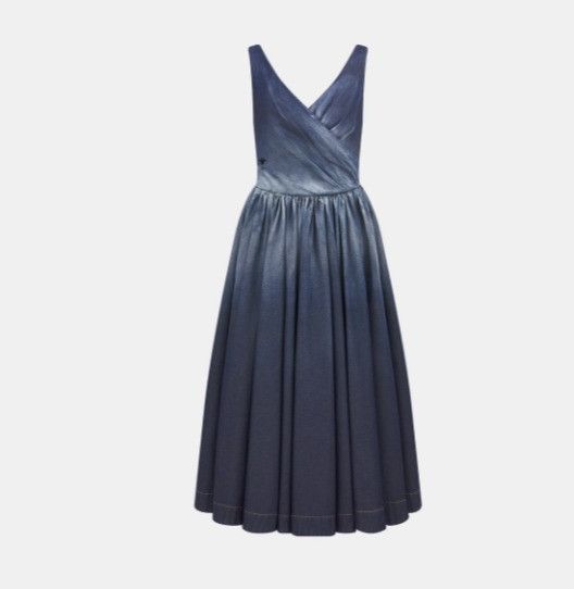 o1w1db11124 Flared Mid-Length Dress in Gradient Blue