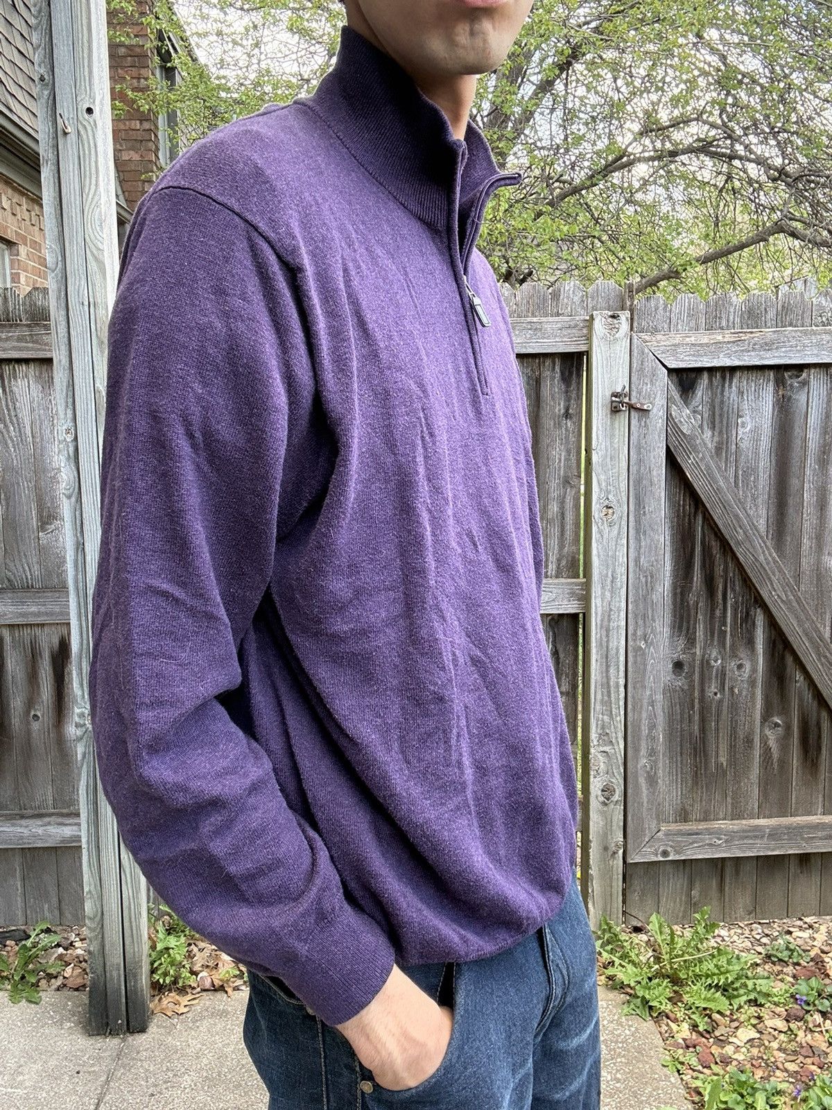 Jos. A. Bank Purple Quarter-Zip Pullover Sweater Premium Cotton Size US XL / EU 56 / 4 - 2 Thumbnail