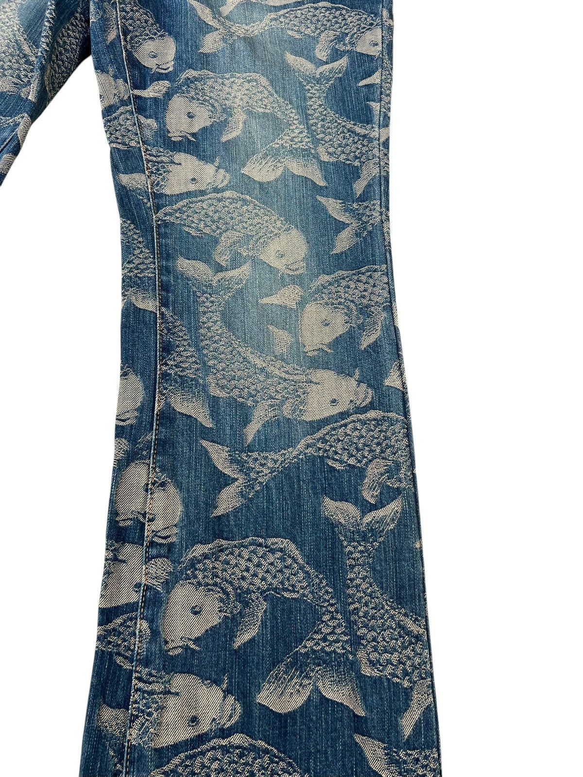 Karakuri Tamashii Mud Mash Mania Japan Embroidery Koi Fish Denim Flare Jeans Size US 29 - 10 Thumbnail