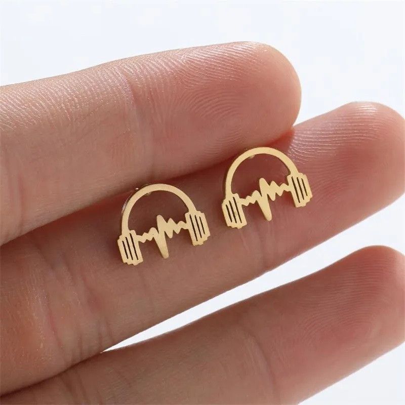 Jewelry Headphone Stud Earrings Charm Earring Gift Size ONE SIZE - 1 Thumbnail