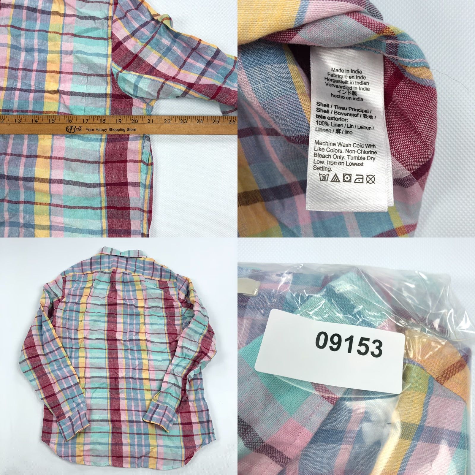 J.Crew NWT J. Crew Linen Shirt Mens Medium Baird McNutt Irish Plaid NEW Shirt Mulitcolor (adjusted) Size US M / EU 48-50 / 2 - 8 Thumbnail