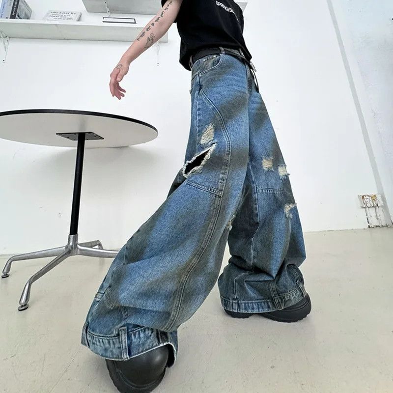 Japanese Brand × Jean × Vintage Flip Design Wide Leg Dirty Jeans Size US 29 - 3 Thumbnail