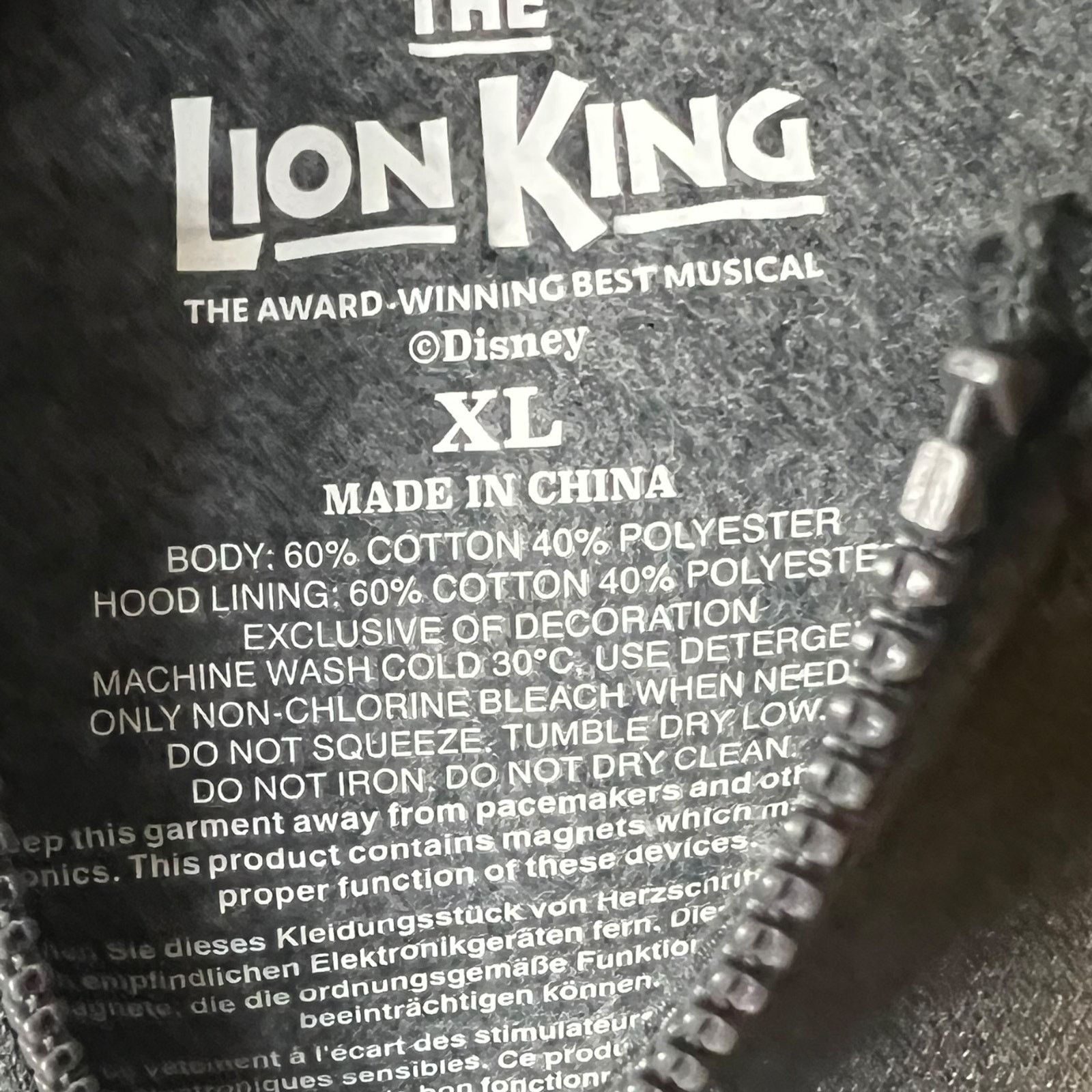 Disney Disney The Lion King Broadway Musical Men's XL Gray Hoodie Size US XL / EU 56 / 4 - 5 Thumbnail