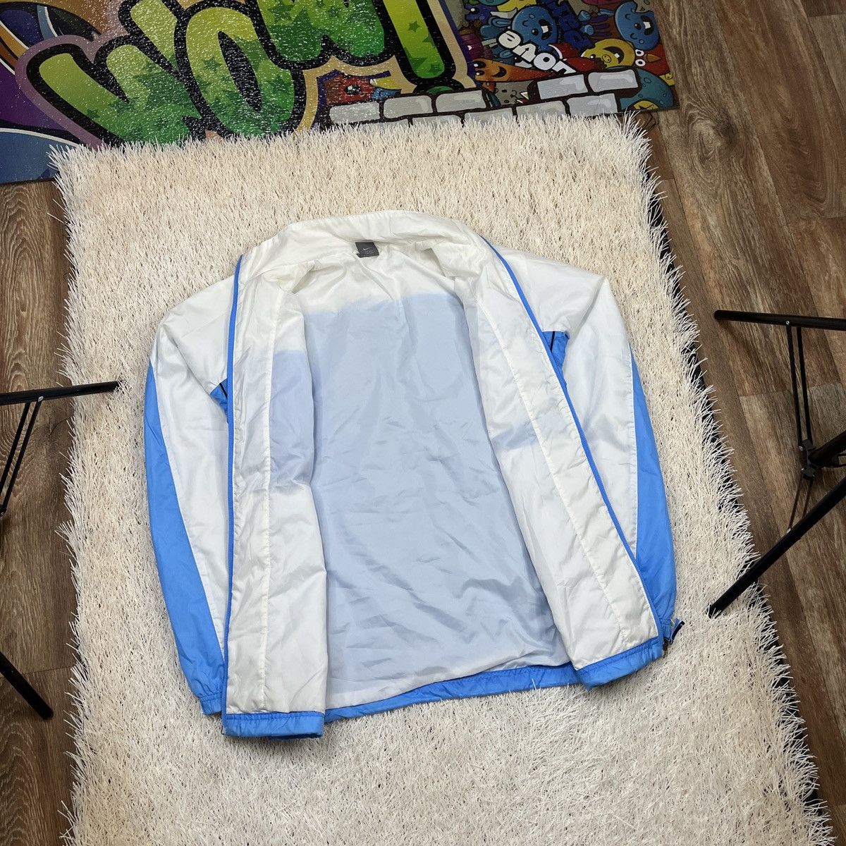 Vintage Vintage 90s Nike Blue White Nylon Zip-Up Track Jacket Y2K Size US L / EU 52-54 / 3 - 3 Thumbnail
