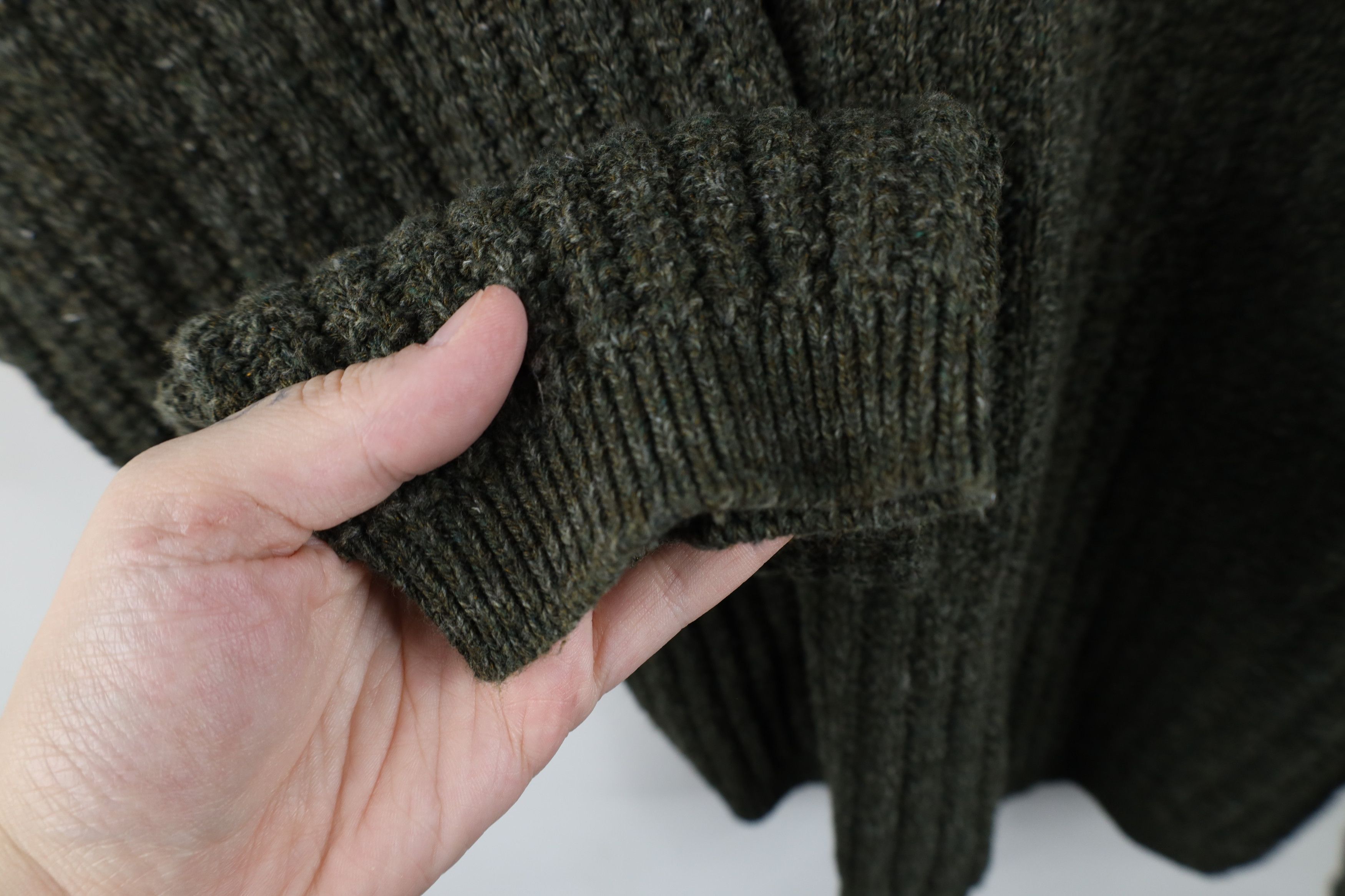 Vintage Vintage 90s Streetwear Ribbed Knit Henley Sweater Green USA Size US L / EU 52-54 / 3 - 6 Thumbnail