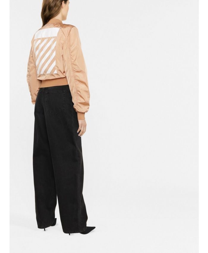Off-White o1gr1nt1124 Diag Bomber Jacket in Brown Size XS / US 0-2 / IT 36-38 - 4 Thumbnail