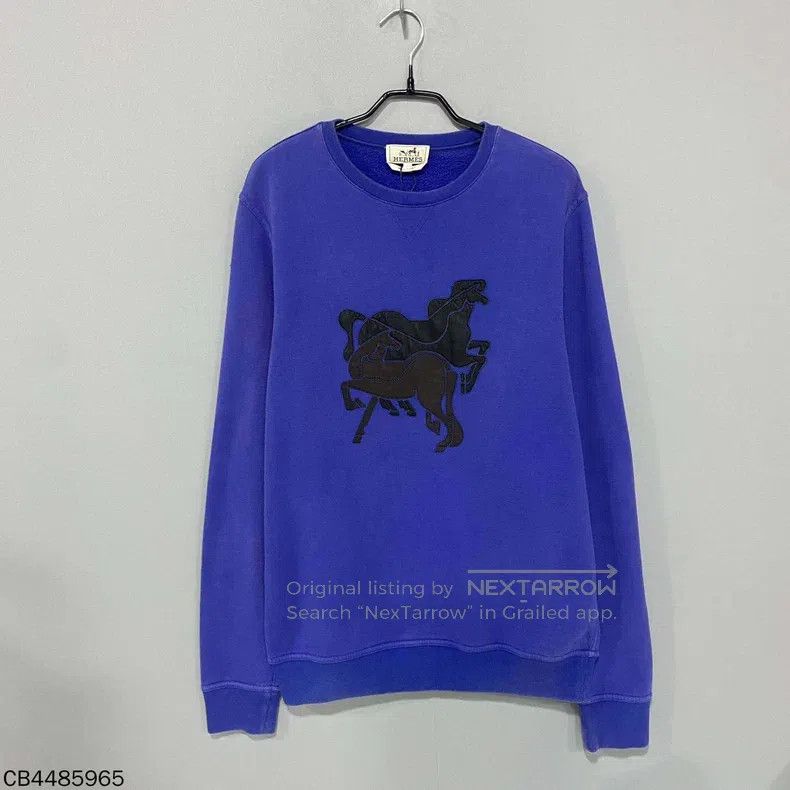 Hermes Hermes Patch Leather Long Sleeve Sweatshirt Size L / US 10 / IT 46 - 1 Thumbnail