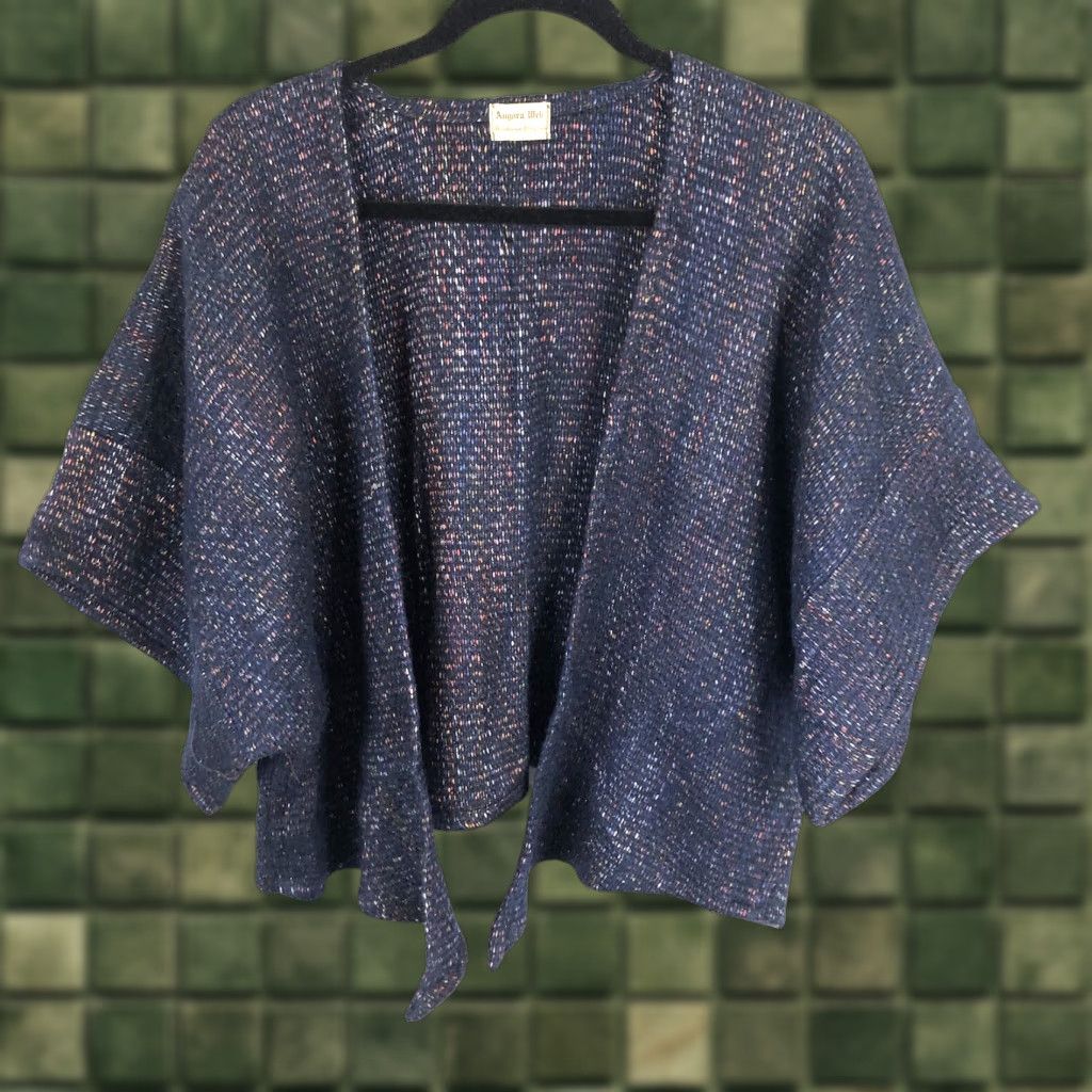 Rainbow Angora Web Sweater Womens One Size Blue Rainbow Speck Handwoven Goblin Core Size ONE SIZE - 1 Thumbnail