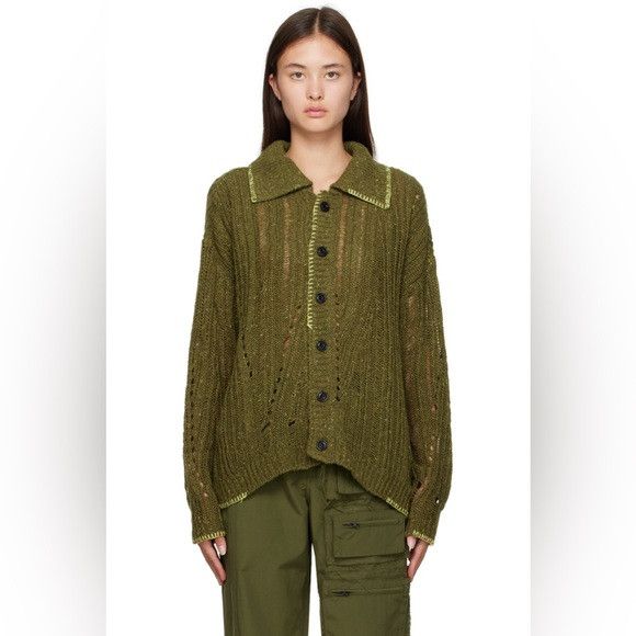 Andersson Bell NEW SSENSE ANDERSSON BELL Khaki Nep Cardigan large Size L / US 10 / IT 46 - 1 Thumbnail