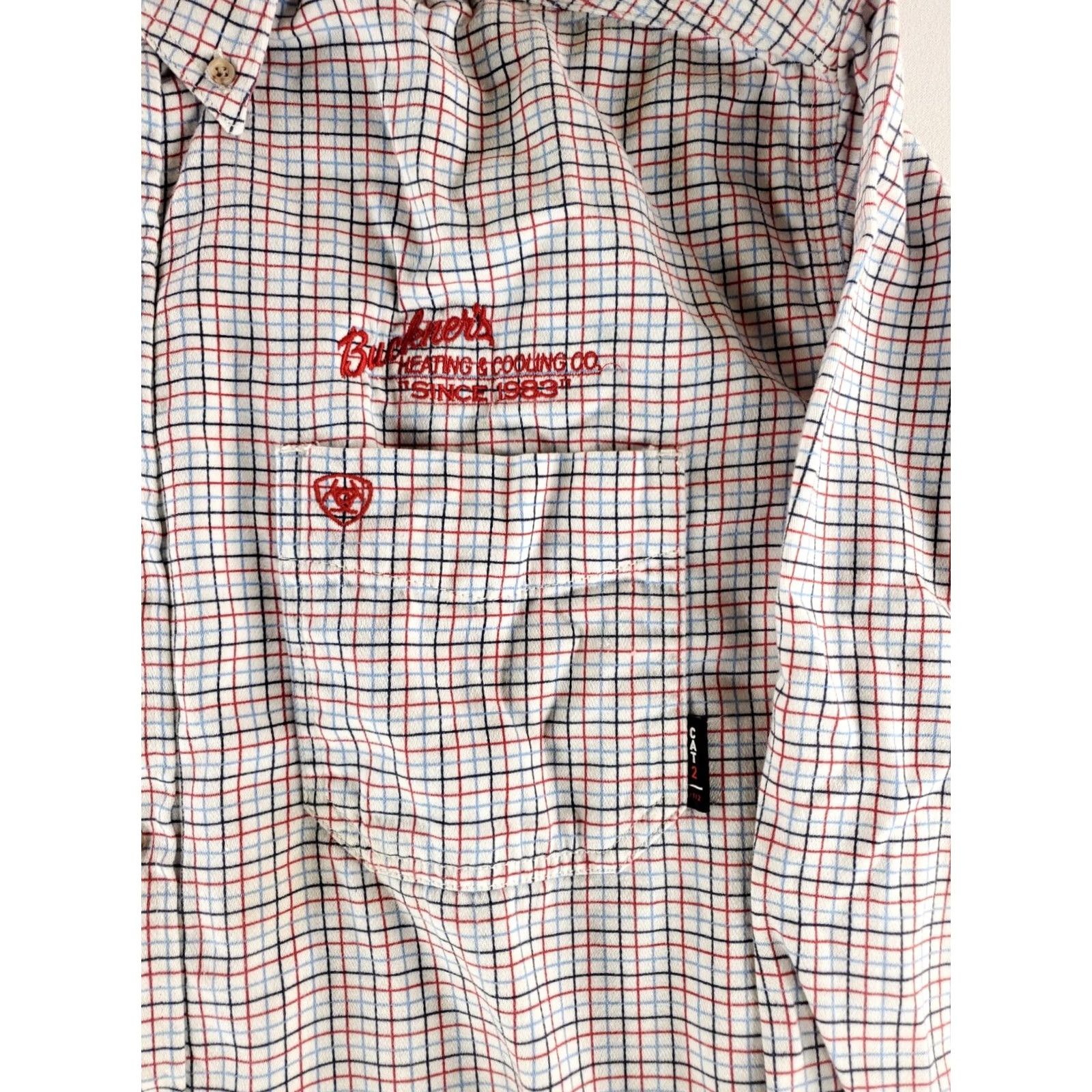 Ariat Ariat Button Down Shirt CAT2 2112 Check Plaid White Red Blue Mens XXL Long Sleeve White Mens 2XL (Light Soiling) Size US XXL / EU 58 / 5 - 2 Thumbnail