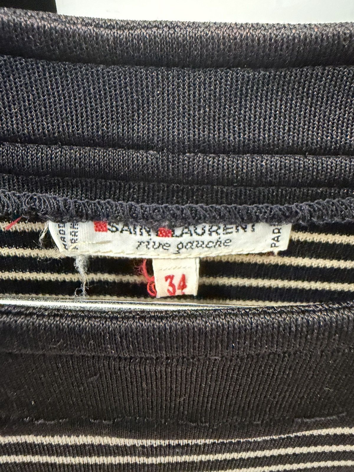 Yves Saint Laurent YSL Rive Gauche - Bold Neck Striped Knit Long Sleeve T Shirt Size US S / EU 44-46 / 1 - 2 Thumbnail