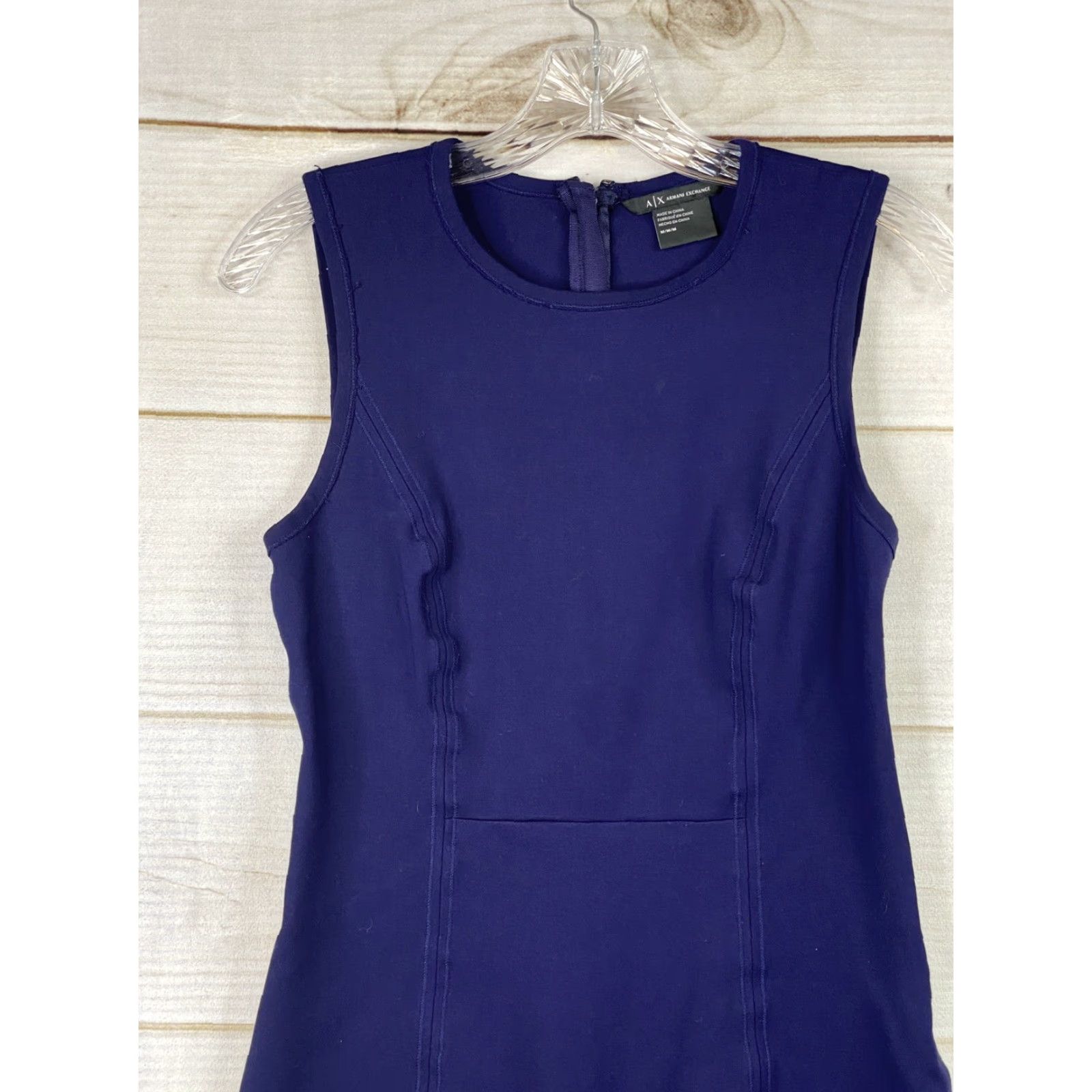 Armani Exchange Armani Exchange Dress Womens M Blue Sleeveless Ruffle Knee Length Ponte Knit Size M / US 6-8 / IT 42-44 - 2 Thumbnail