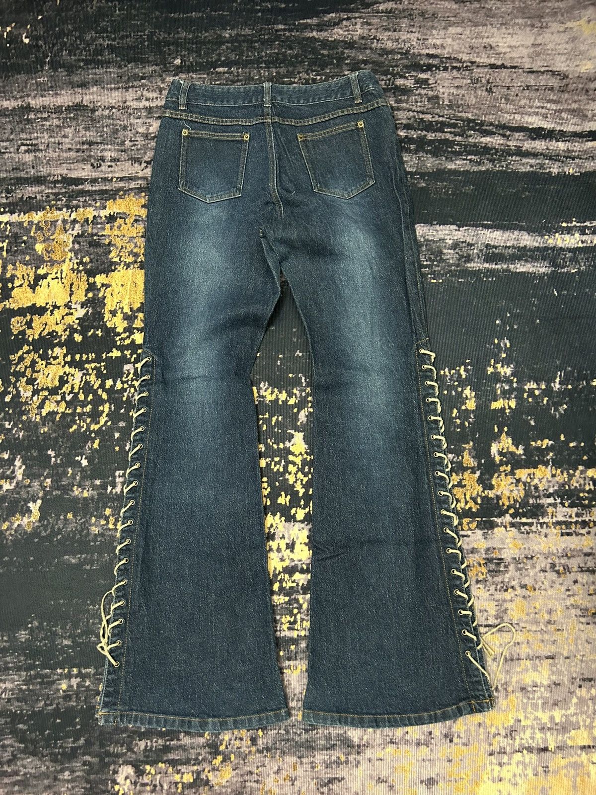 If Six Was Nine Livre Claire Japan Lace Up Super Flare Jeans Size US 30 / EU 46 - 5 Thumbnail