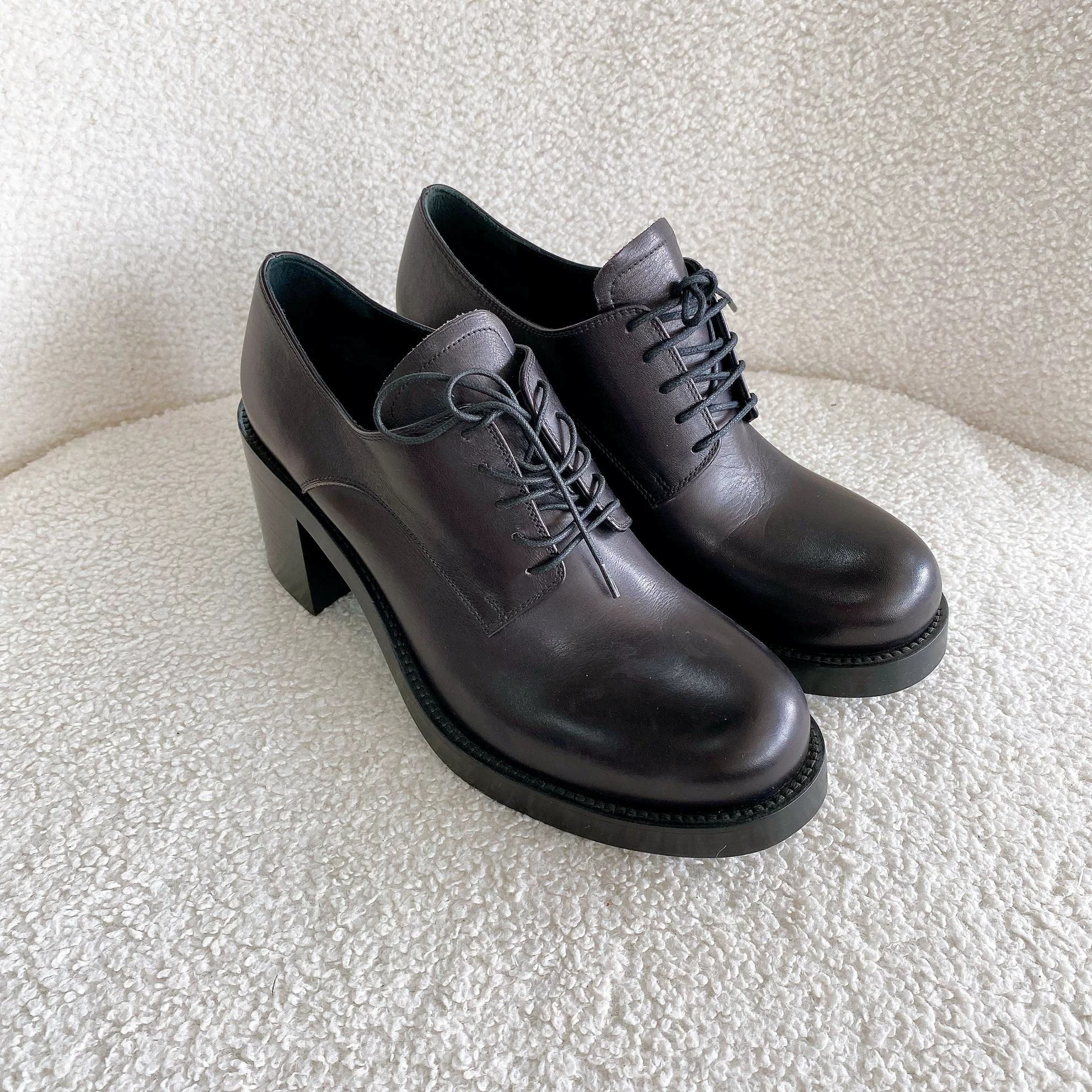Miu Miu MIU MIU Black Block Heel Leather Pumps 37 4676 Size US 6.5 / IT 36.5 - 3 Thumbnail
