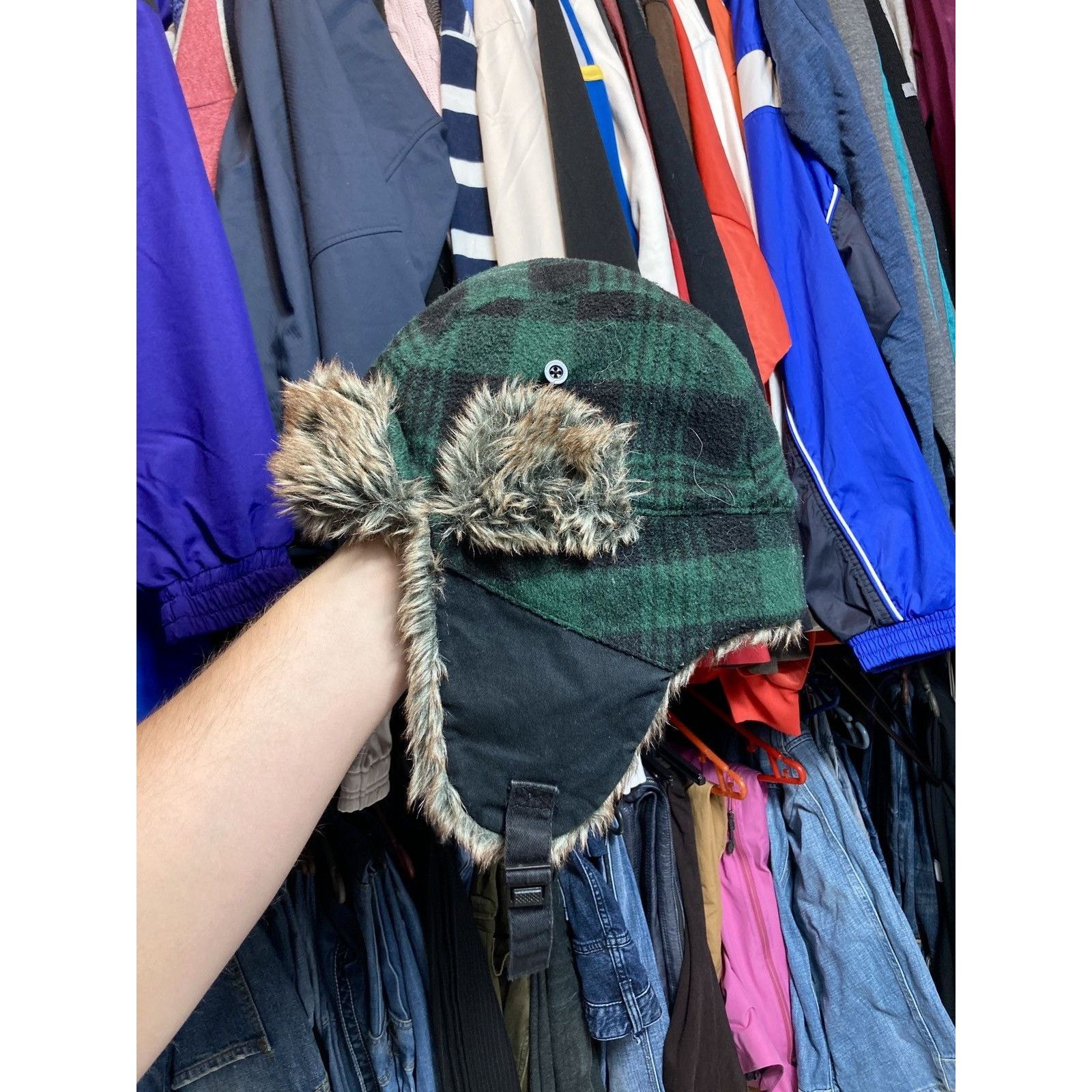 Japanese Brand × Vintage Red Wood Vintage Y2K USHANKA Mohair Fuzzy 90’s Hat+ Size ONE SIZE - 1 Thumbnail