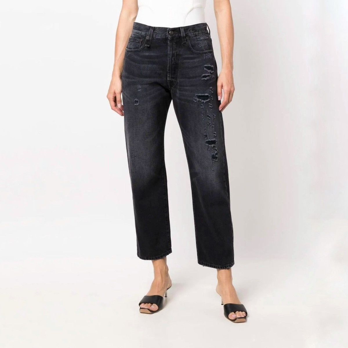 R13 R13 High-Rise Lace-up Back Washed Black Jeans Size 27" / US 4 / IT 40 - 1 Thumbnail