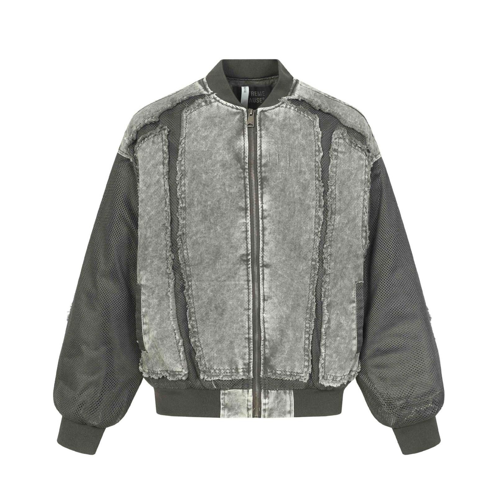 Japanese Brand Textured Patchwork Bomber Jacket, Casual Outerwear Size US M / EU 48-50 / 2 - 6 Thumbnail