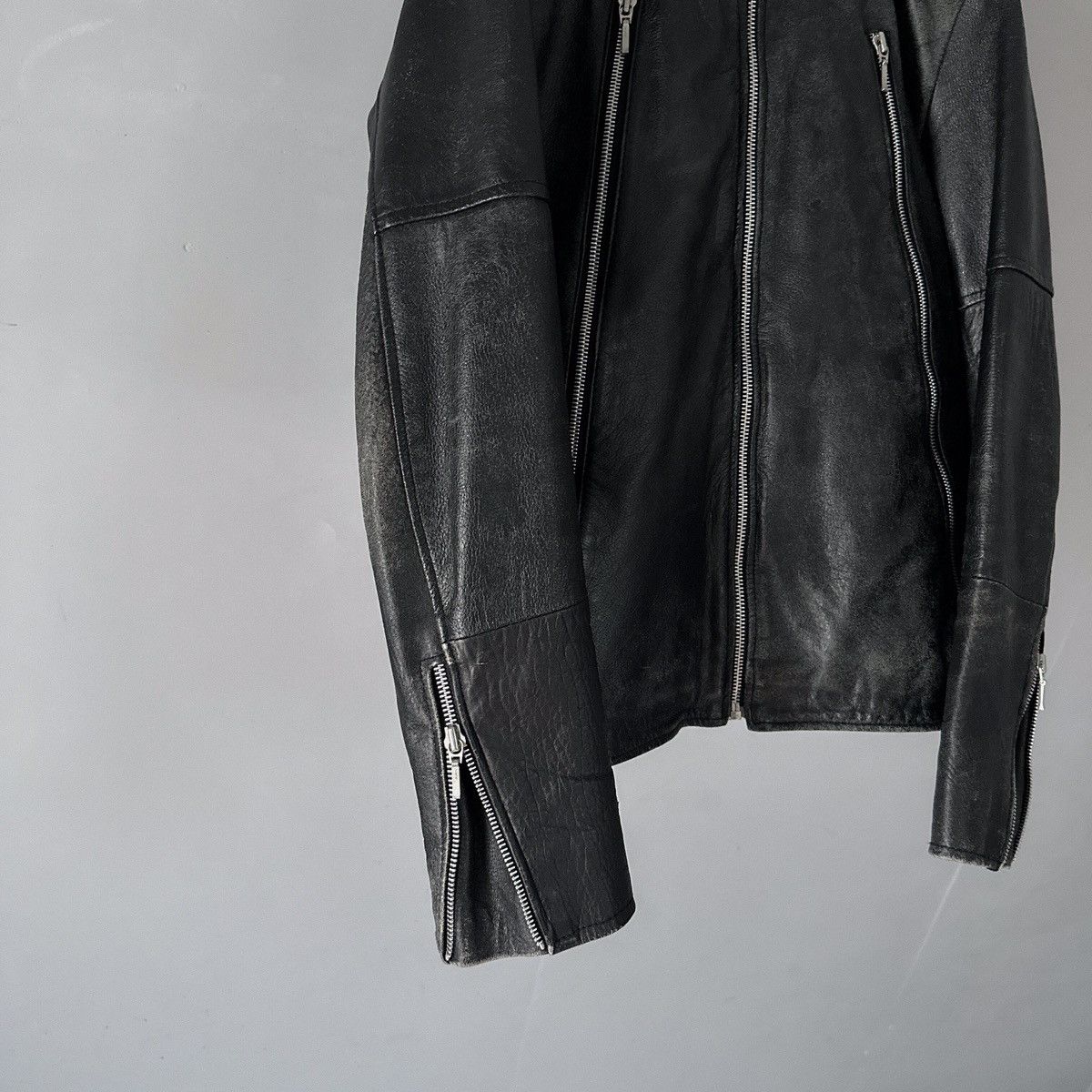 Maison Margiela × Vintage Used 5-Zip Leather Jacket / Margiela-Inspired Design Size XS / US 0-2 / IT 36-38 - 4 Thumbnail