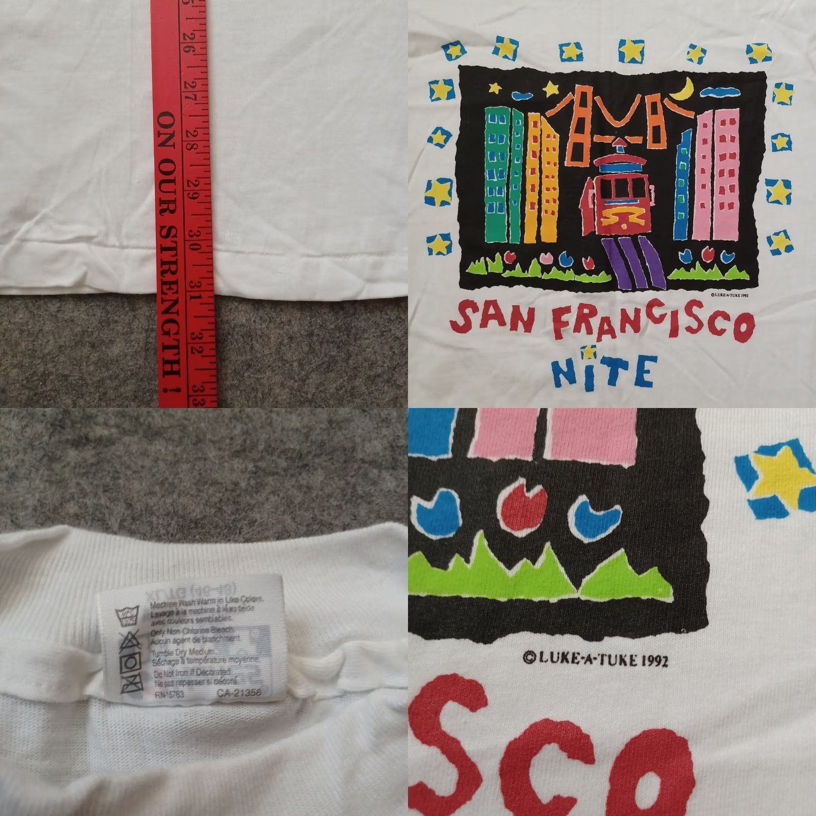 Hanes VINTAGE Hanes Beefy-T T-Shirt Mens XL White USA 1992 San Francisco Nite Graphic Print Shirt Regular Fit XS? Size US XL / EU 56 / 4 - 8 Thumbnail