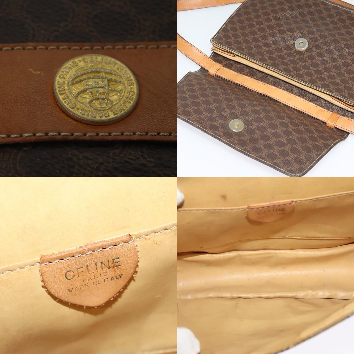 Celine CELINE Macadam Canvas Shoulder Bag Pvc Leather Brown Gold Size ONE SIZE - 11 Thumbnail