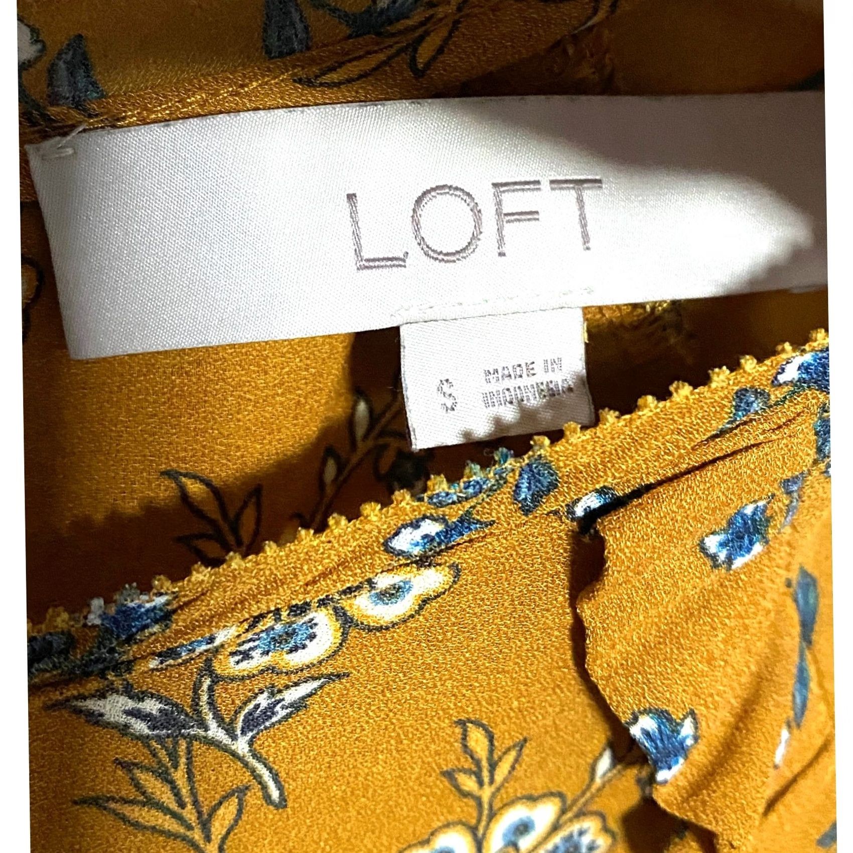 Loft VINTAGE LOFT Blouse Shirt Orange Floral Boho Chic Peasant Cottage Ruffles Flow y Short Sleeve Crew Neck Women S Spring Fall Summer Winter 0 Size S / US 4 / IT 40 - 5 Thumbnail