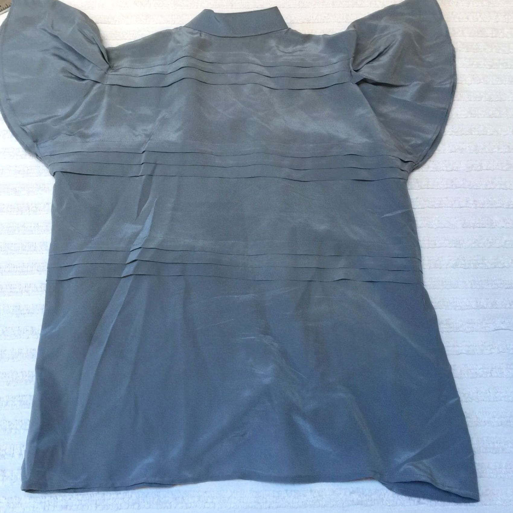 Vintage Carlisle Shirt Womens 2 Blue Button Down Pleated Silk Size Flutter Sleeve Casual Size XS / US 0-2 / IT 36-38 - 2 Thumbnail