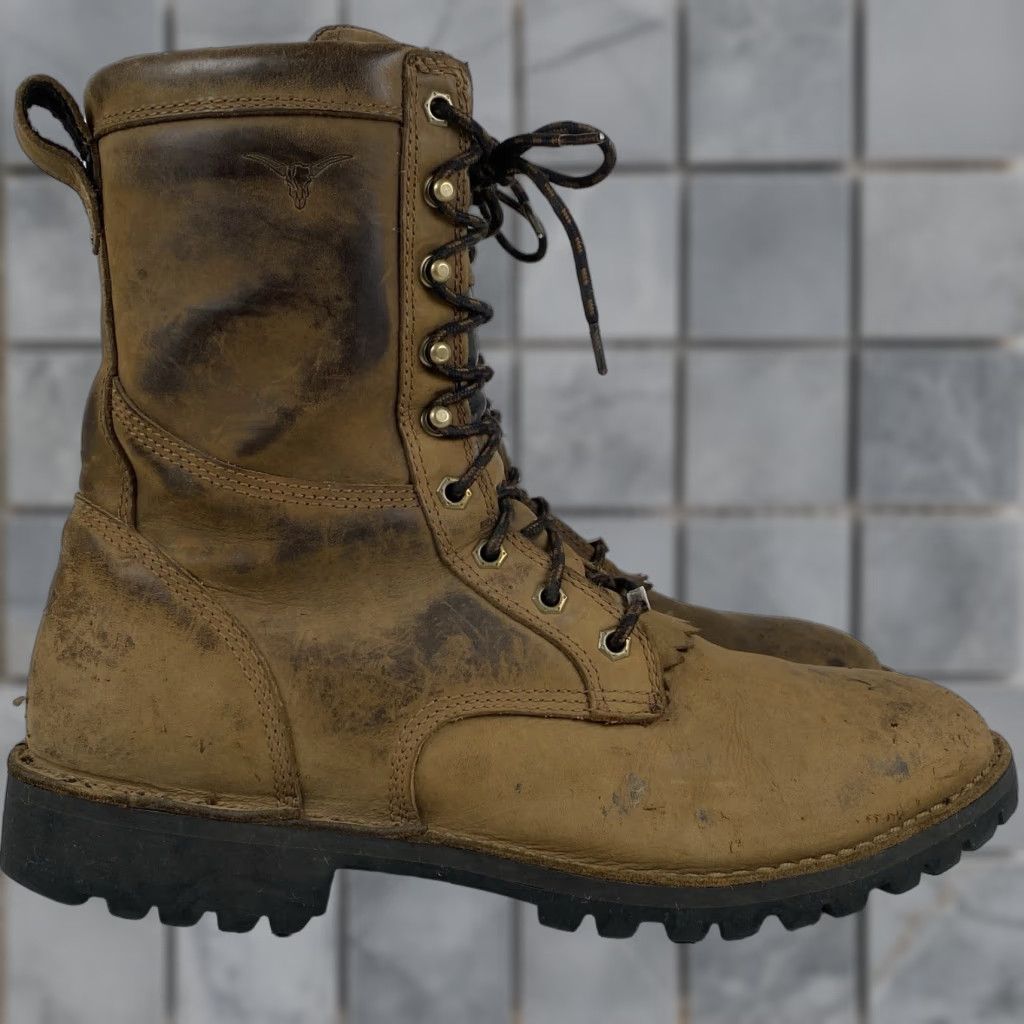 Danner Longhorn Roper GTX St Brown Leather Work Boots Mens 10.5D Leather Upper Cowboy Combat Boots USA Men’s Size 10.5 Brown D Width