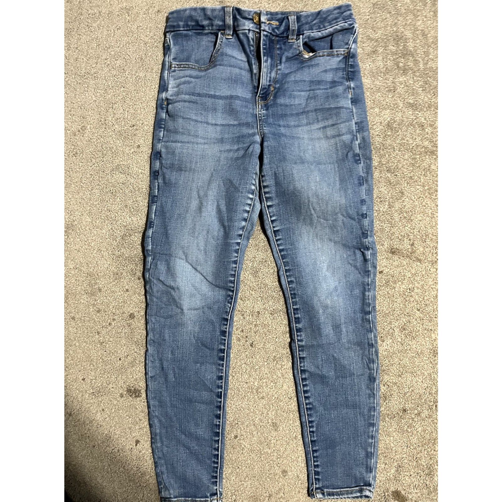American Eagle Outfitters American Eagle Jeans Womens 4 Short Blue Curvy High Rise Jegging Distressed Size 27" / US 4 / IT 40 - 3 Thumbnail