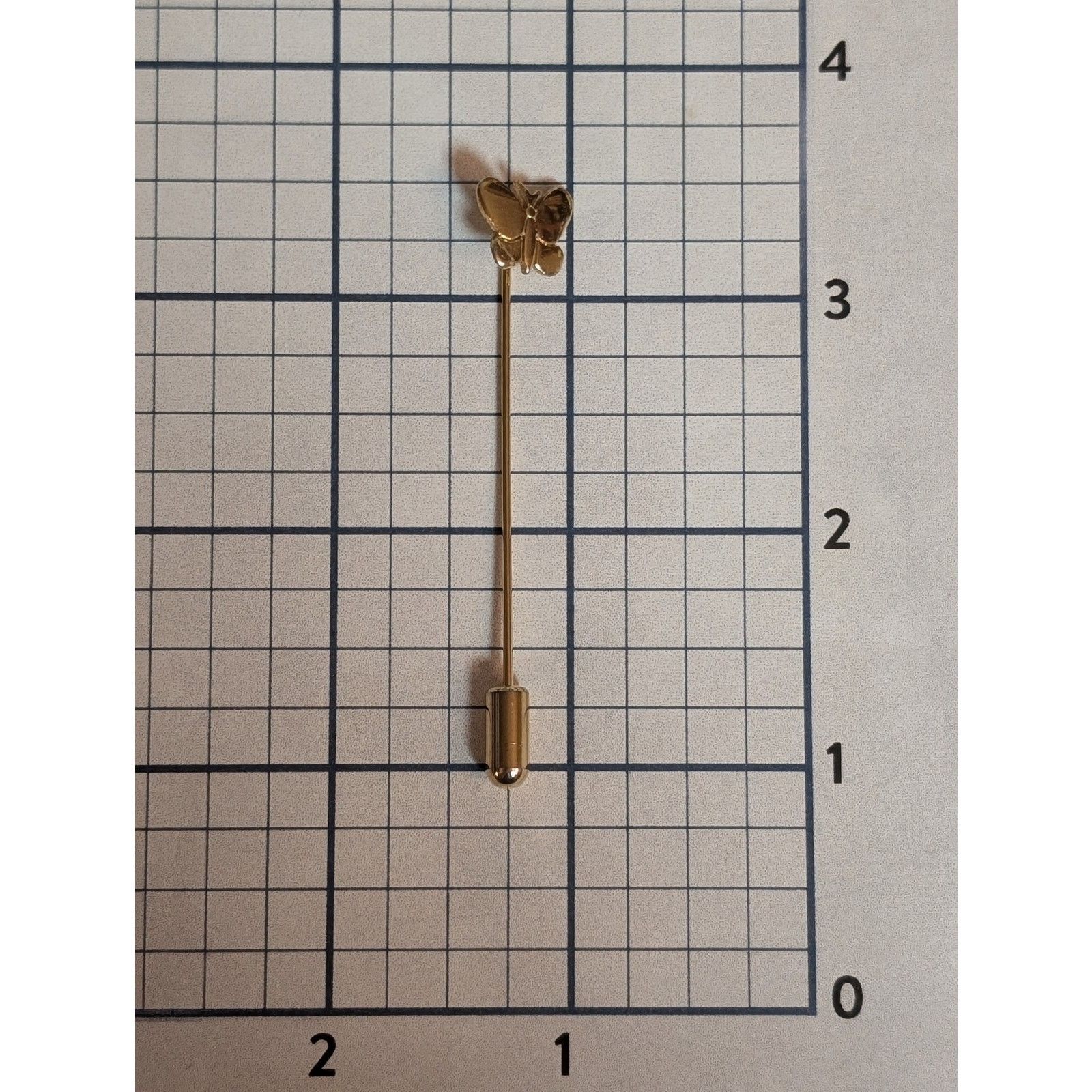 Vintage Adorable VTG 1980s Gold-Tone Butterfly Stick Pin Long Pin Size ONE SIZE - 5 Thumbnail