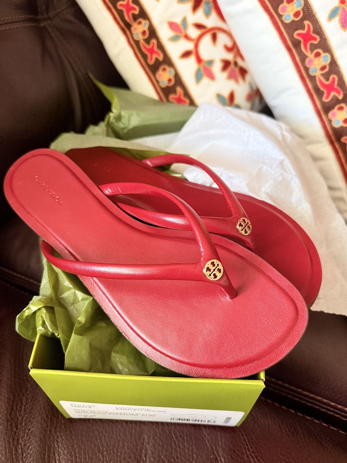 Tory Burch ory Burch Women Chelease Leather Flip Flop Sandals 8.5 Red Size US 8.5 / IT 38.5 - 2 Thumbnail