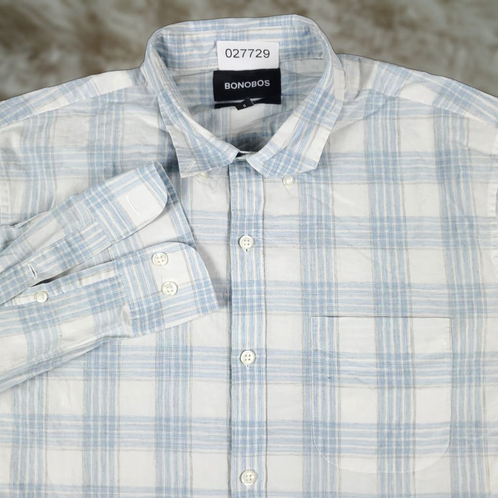 Bonobos Bonobos Button-Up Shirt Mens Large Blue Plaid Long Sleeve Casual Outdoor Regular Fit Size US L / EU 52-54 / 3 - 1 Thumbnail