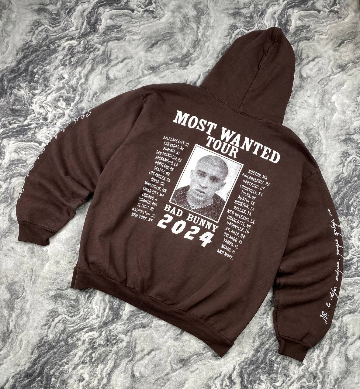 Bad Bunny Most Wanted Tour 2024 Hoodie Men Size XL Black