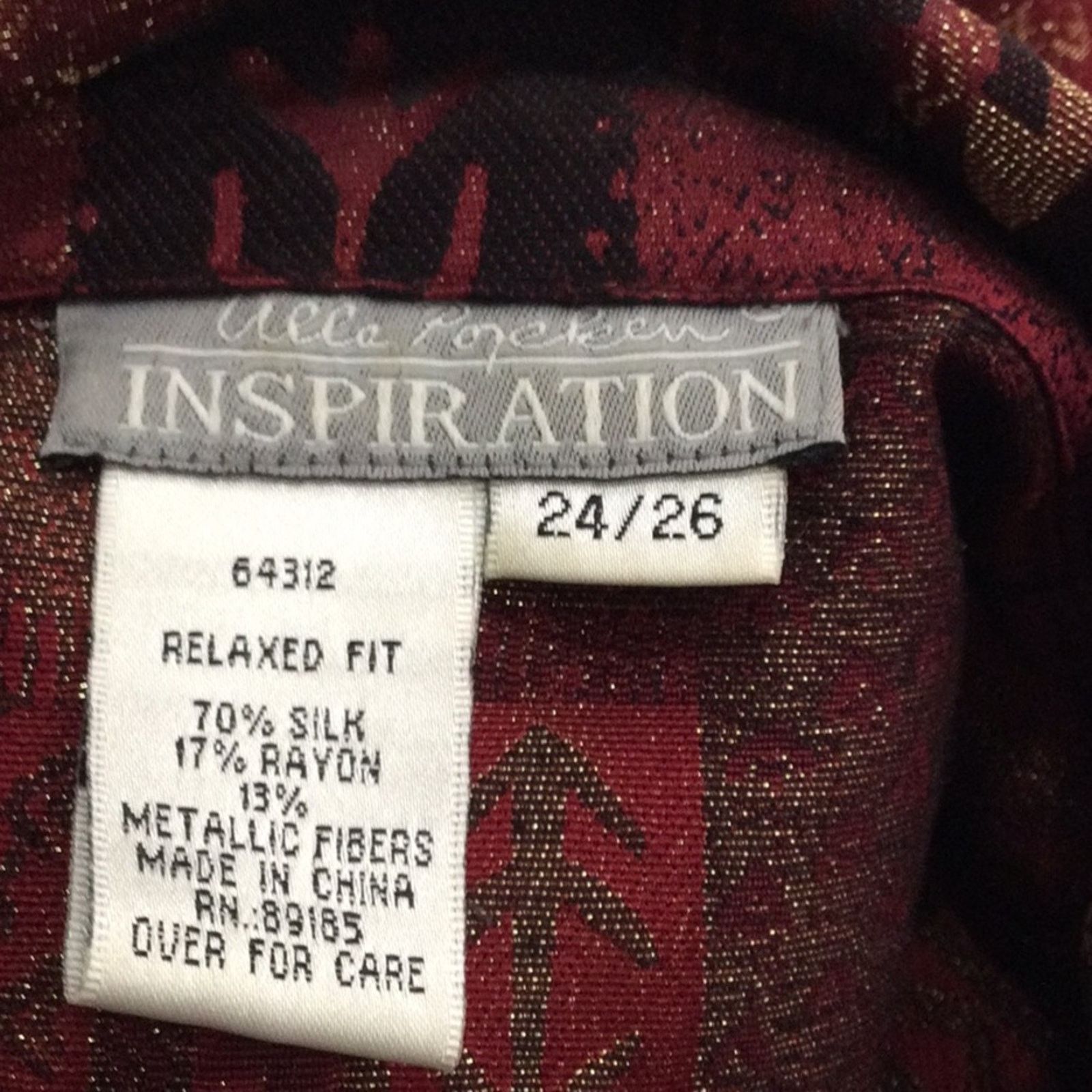 Other Ulla Popken Red w/Gold Metallic Relaxed Fit Shacket 24/26 Size 4XL / US 24-26 - 12 Thumbnail
