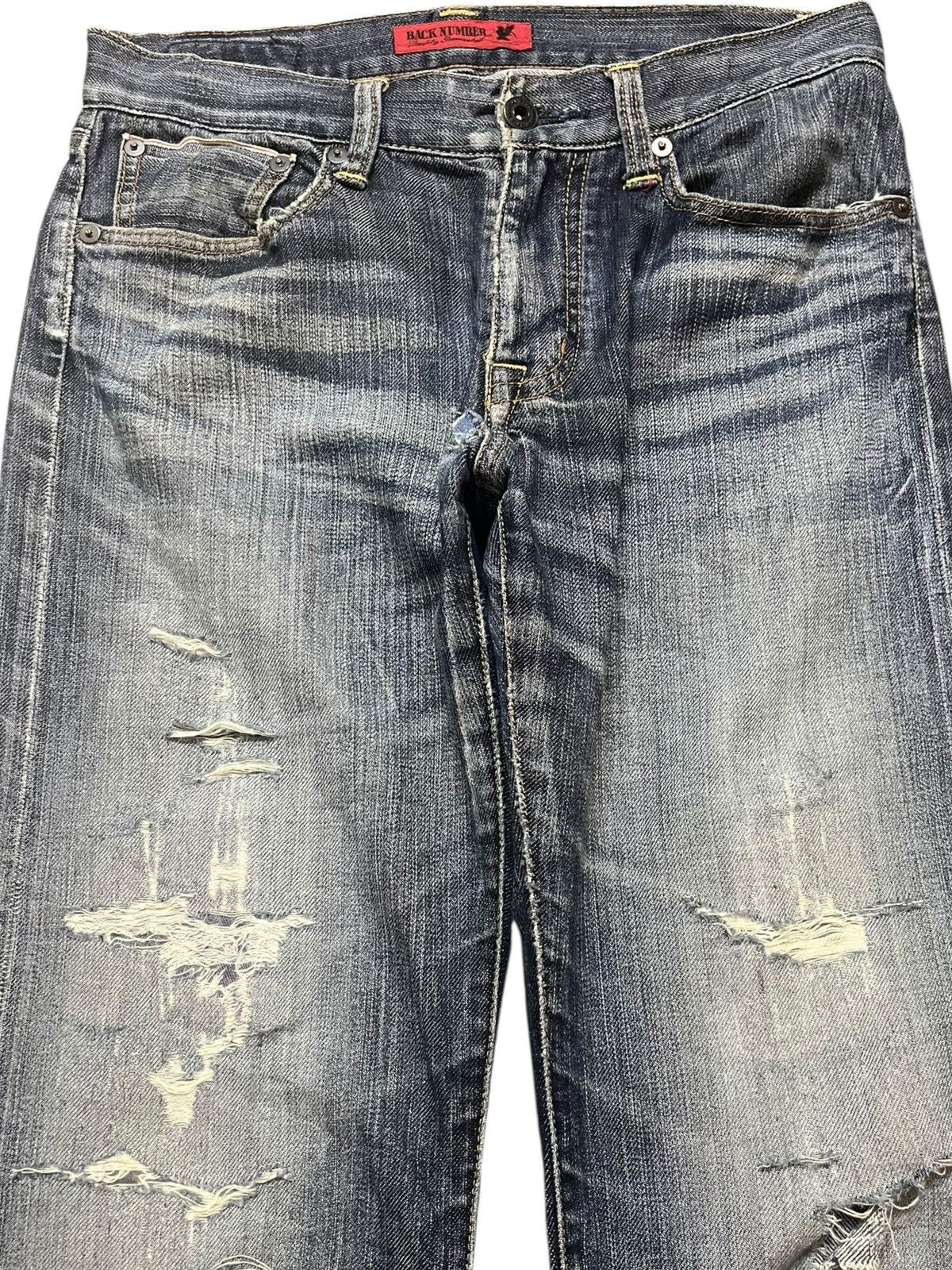 Japanese Brand Vintage Back Number Selvedge Distressed Denim Size US 29 - 2 Thumbnail