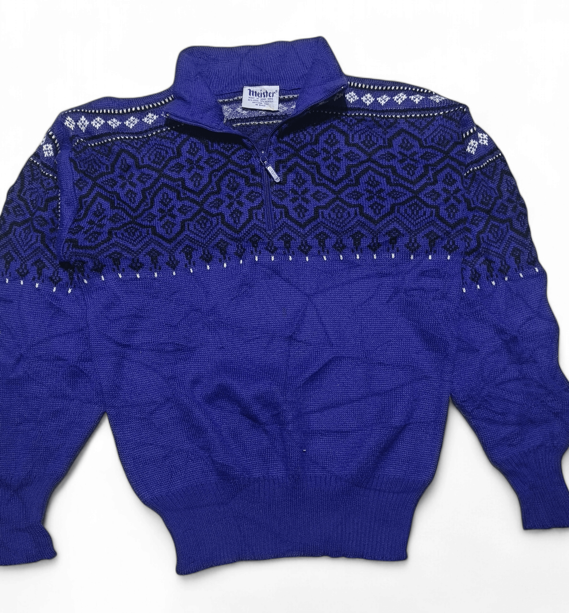 Meister Vintage 80s MEISTER Ethnic Striped Motifs Knit Sweater Size US S / EU 44-46 / 1 - 4 Thumbnail