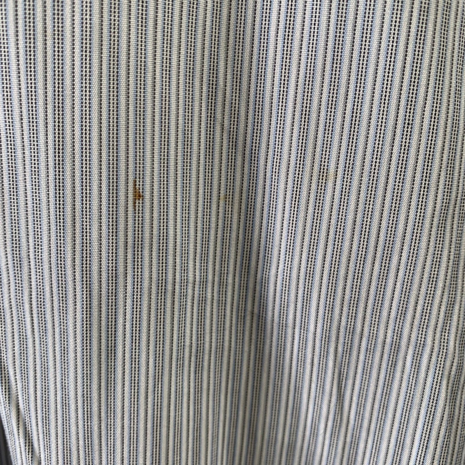 Ermenegildo Zegna ERMENEGILDO ZEGNA XL Grey White Stripe Cotton LS Shirt Size US XL / EU 56 / 4 - 5 Thumbnail