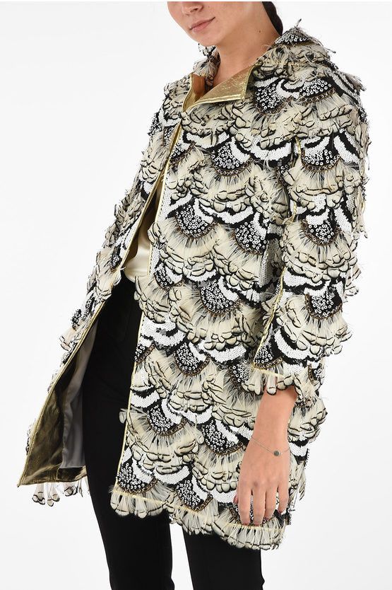 Dsquared2 og1mm0624 Sequined Feathers Coat in Multicolor Size S / US 4 / IT 40 - 1 Thumbnail