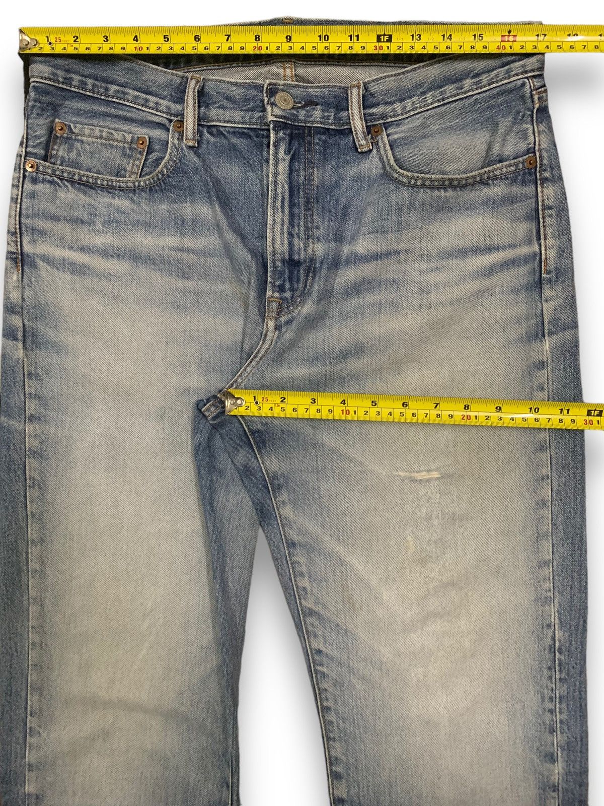 Jun Takahashi Vintage Y2K Uniqlo Blue Wash Regular Straight Ripped Jeans Size US 34 / EU 50 - 13 Thumbnail