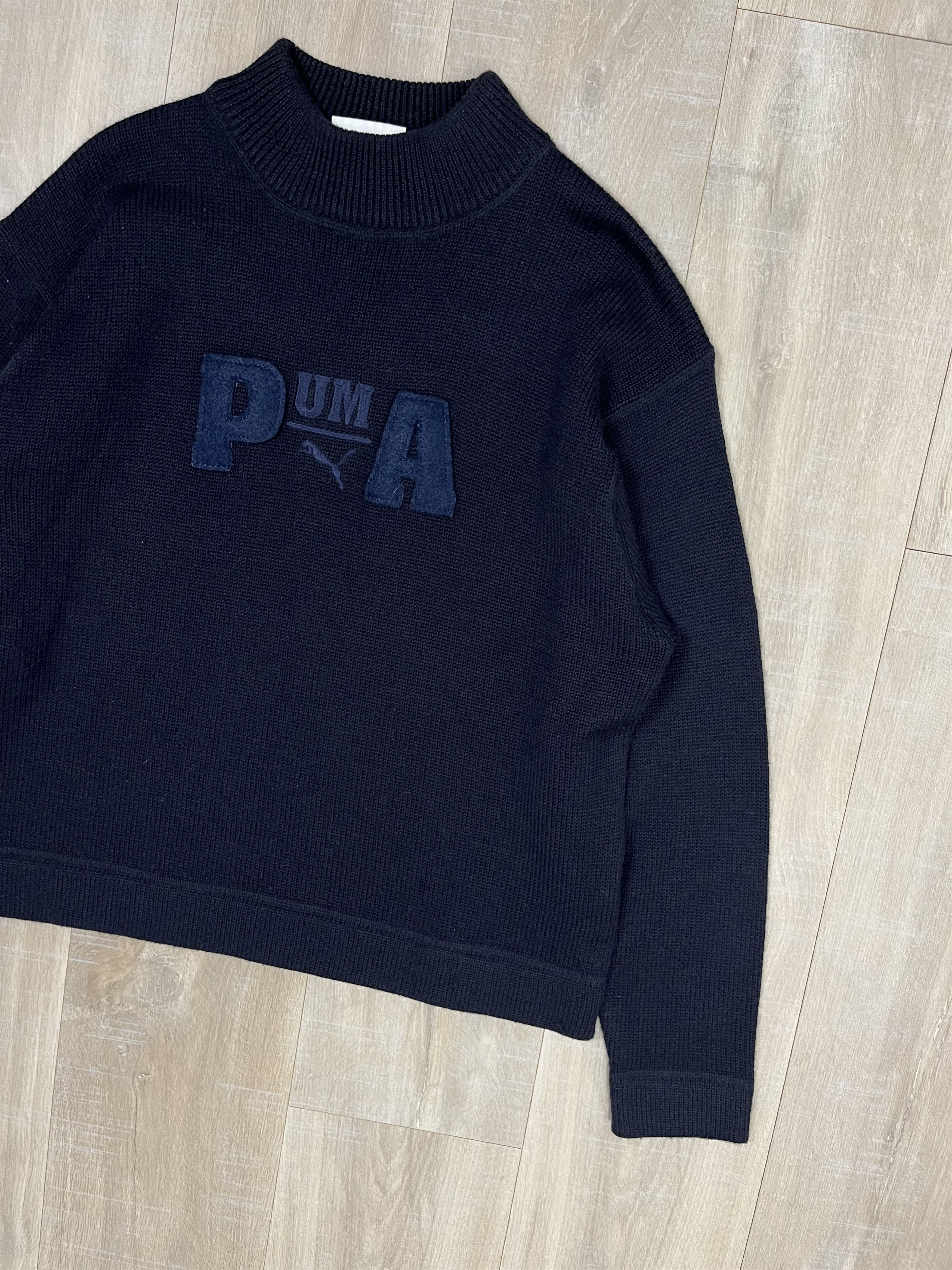 Puma Vintage 90s Puma Knit Wool Sweater Dark Blue Size US L / EU 52-54 / 3 - 2 Thumbnail