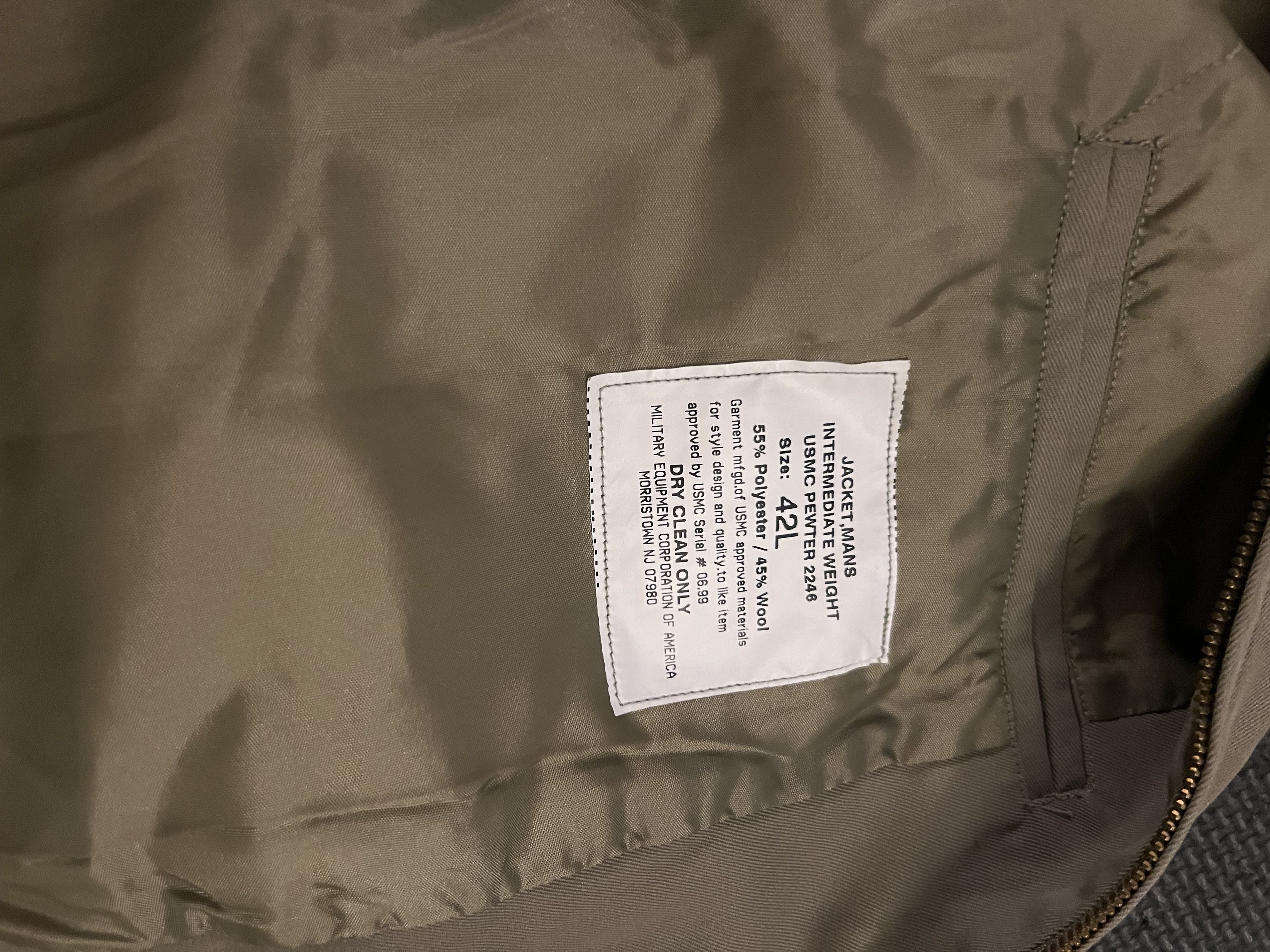 Vintage USMC Military Intermediate Weight Jacket Tan Pewter 2246 42L Size US L / EU 52-54 / 3 - 5 Thumbnail