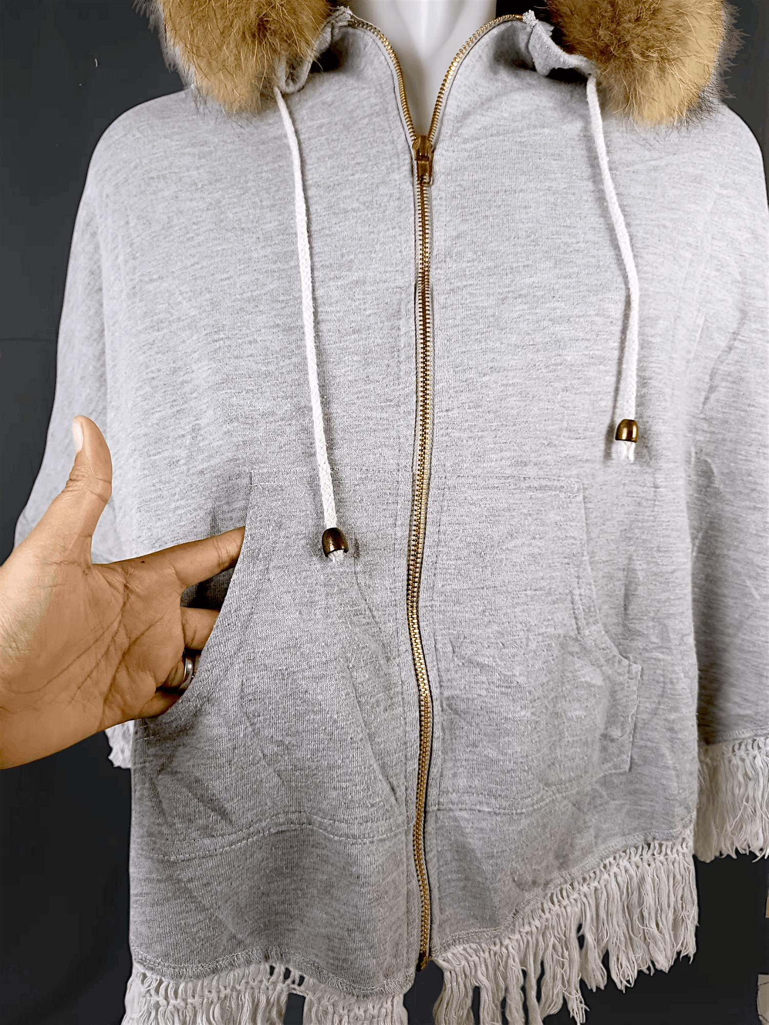 Japanese Brand × Le Grande Bleu (L.G.B.) "F" Vintage Fur Zipper Hoodie Tassel Poncho Size US L / EU 52-54 / 3 - 5 Thumbnail