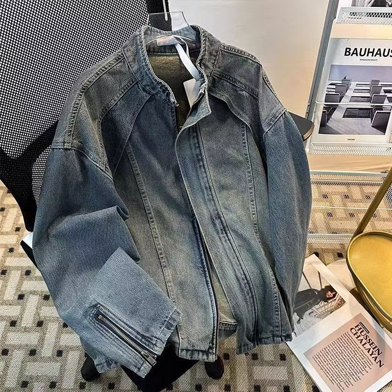 Vintage Vintage Washed Denim Biker Jacket Size US M / EU 48-50 / 2 - 2 Thumbnail