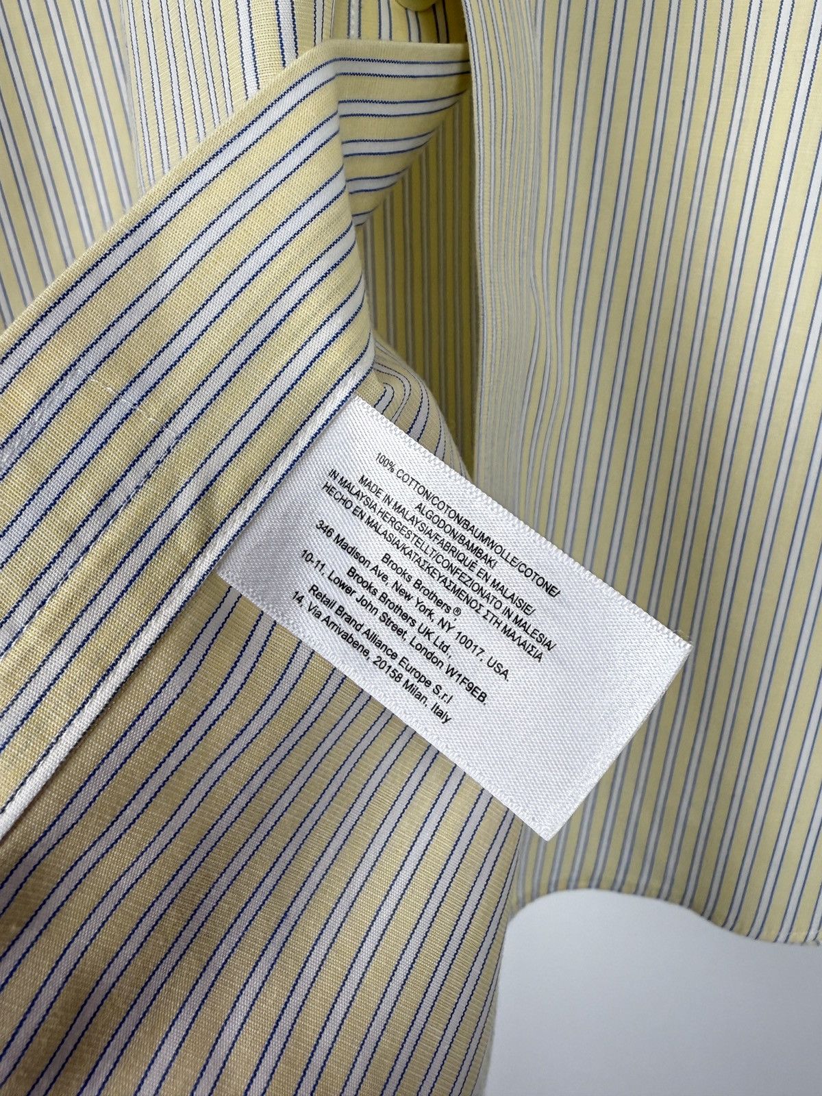 Brooks Brothers Brooks Brothers Slim Yellow Stripe Formal French Cuff Shirt Size US XL / EU 56 / 4 - 8 Thumbnail