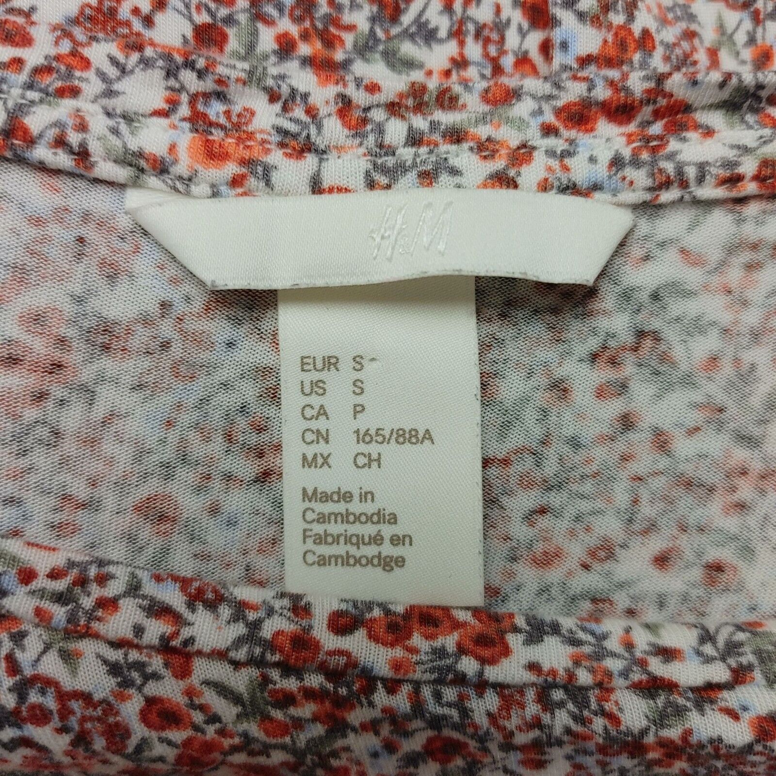 H&M H&M Women's Orange Floral Short Sleeve Top Small Size S / US 4 / IT 40 - 3 Thumbnail