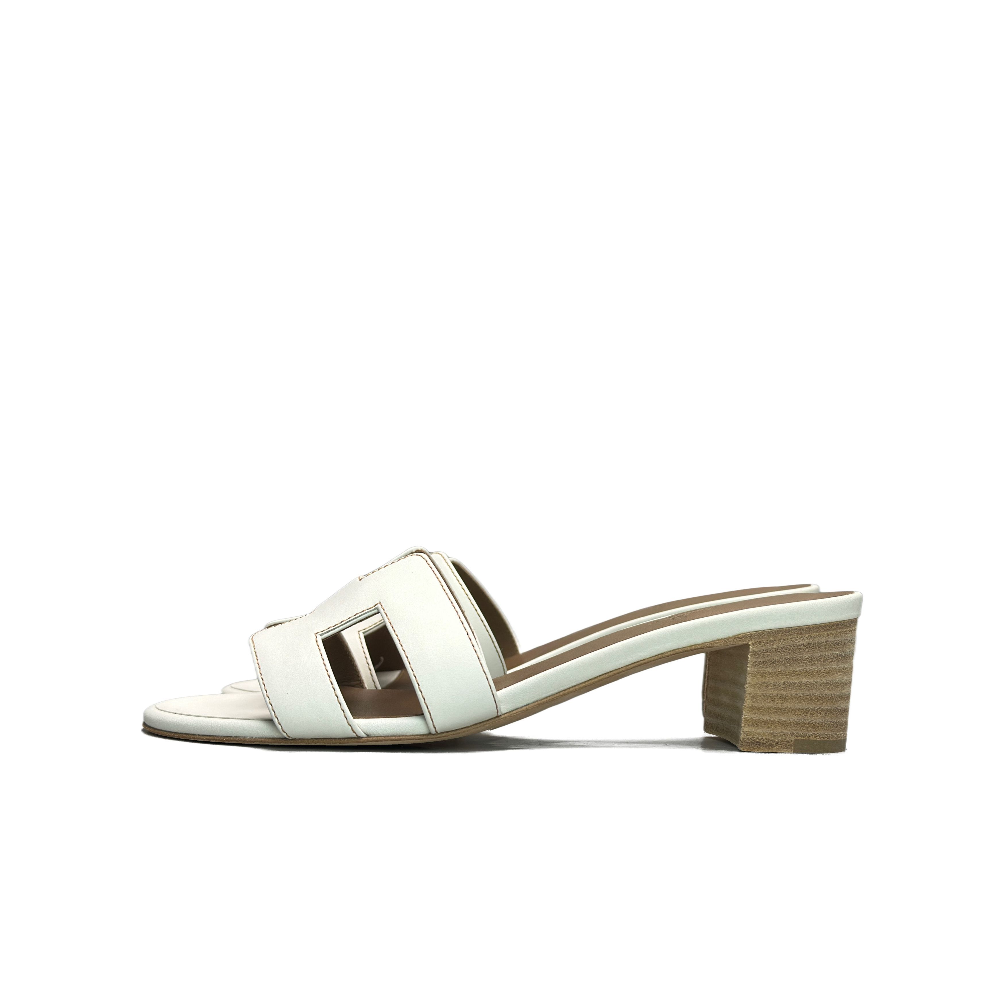 Hermes Hermès Oasis Block Heel Leather Sandals Size 37.5 Size US 7.5 / IT 37.5 - 1 Thumbnail