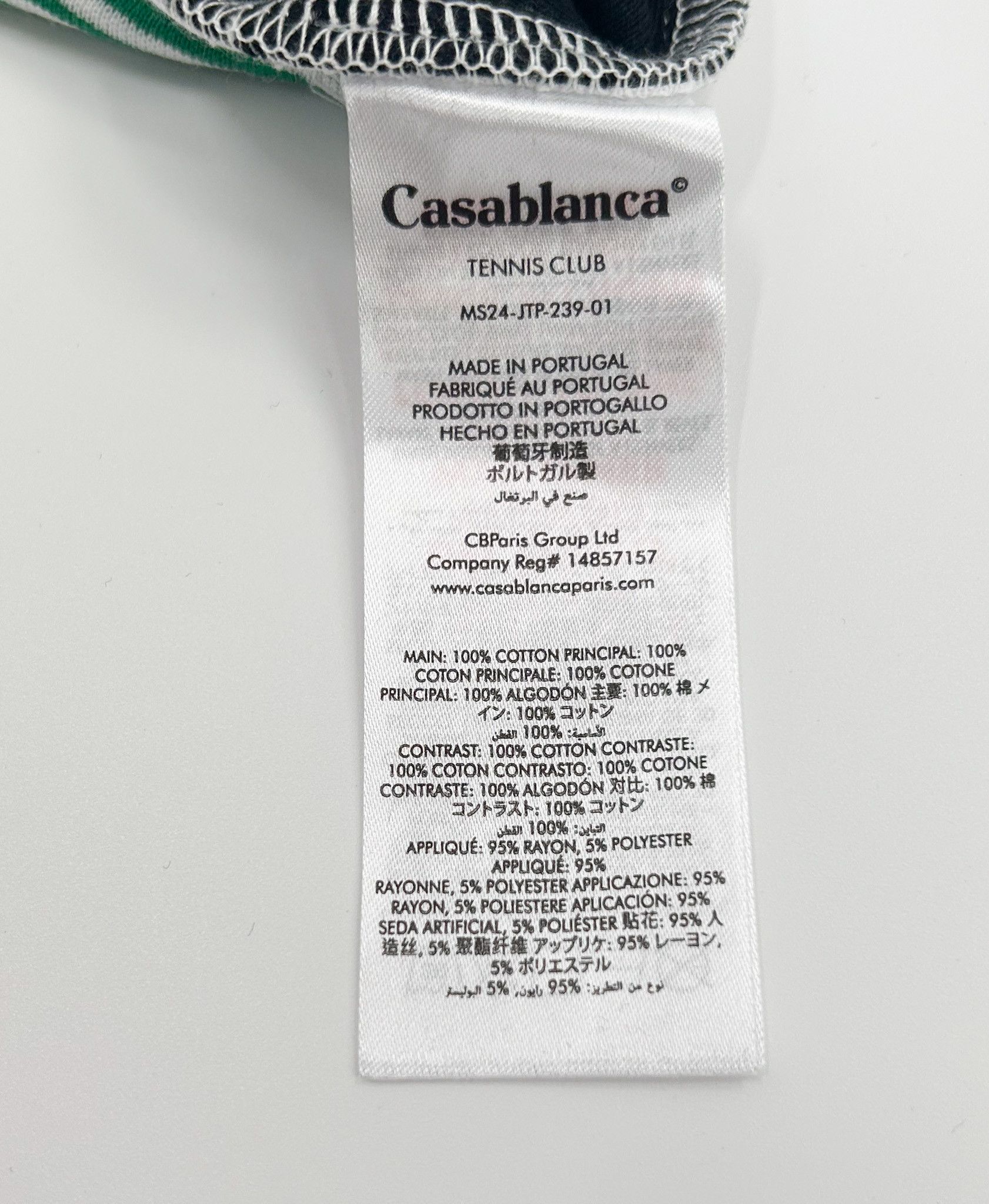 Casablanca Casablanca Yarn Dyed Green Logo Stripe Paneled T-Shirt Size US XL / EU 56 / 4 - 2 Thumbnail
