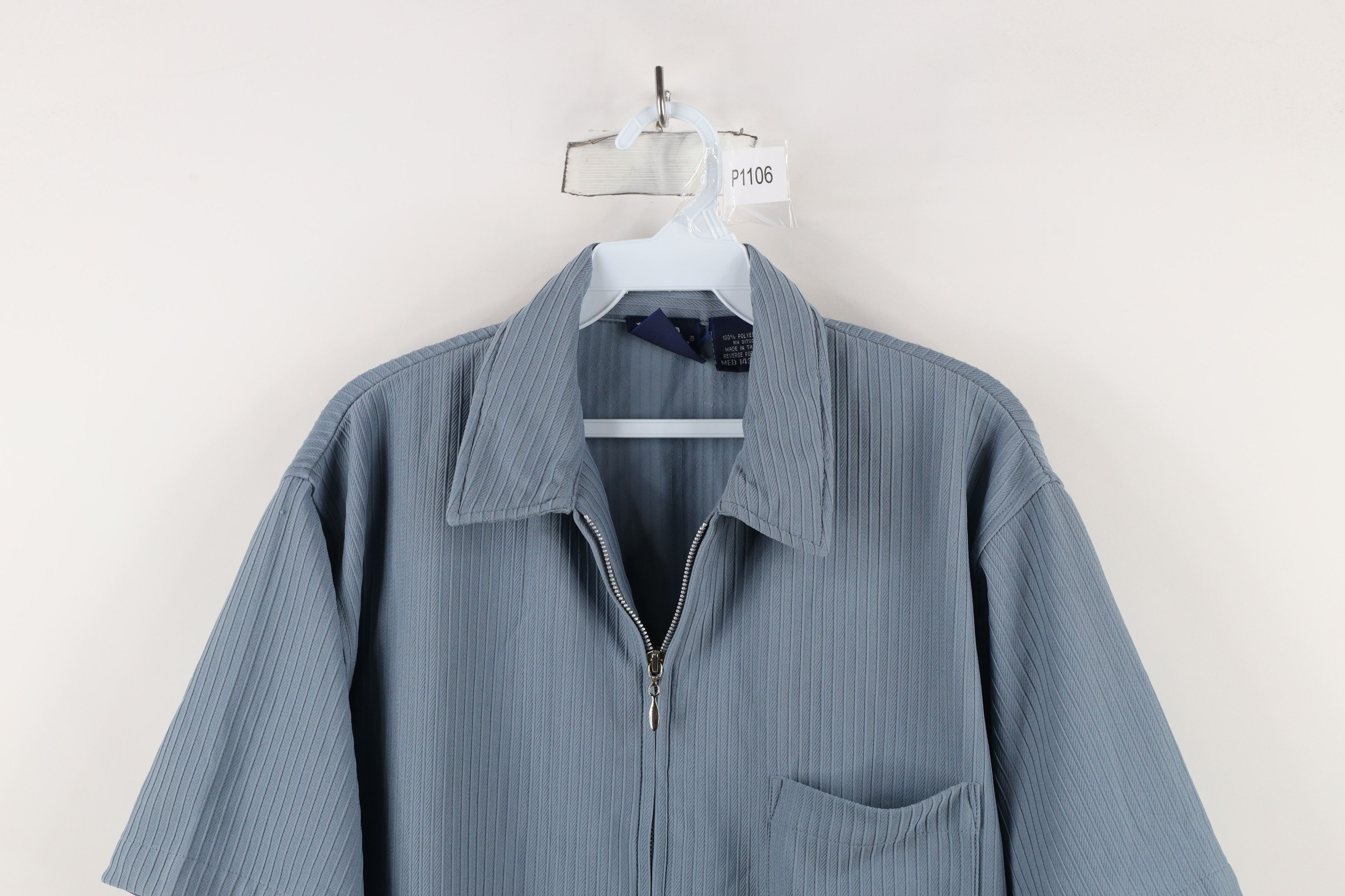 Vintage Vintage 90s Streetwear Blank Ribbed Knit Full Zip Polo Shirt Size US M / EU 48-50 / 2 - 2 Thumbnail