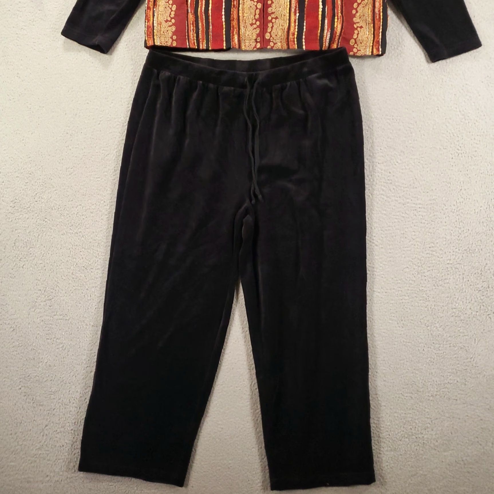 Coldwater Creek Coldwater Creek Velour Pants And Jacket Set Womens 2X Black Full Zip Textured Size 40" / US 18 - 3 Thumbnail